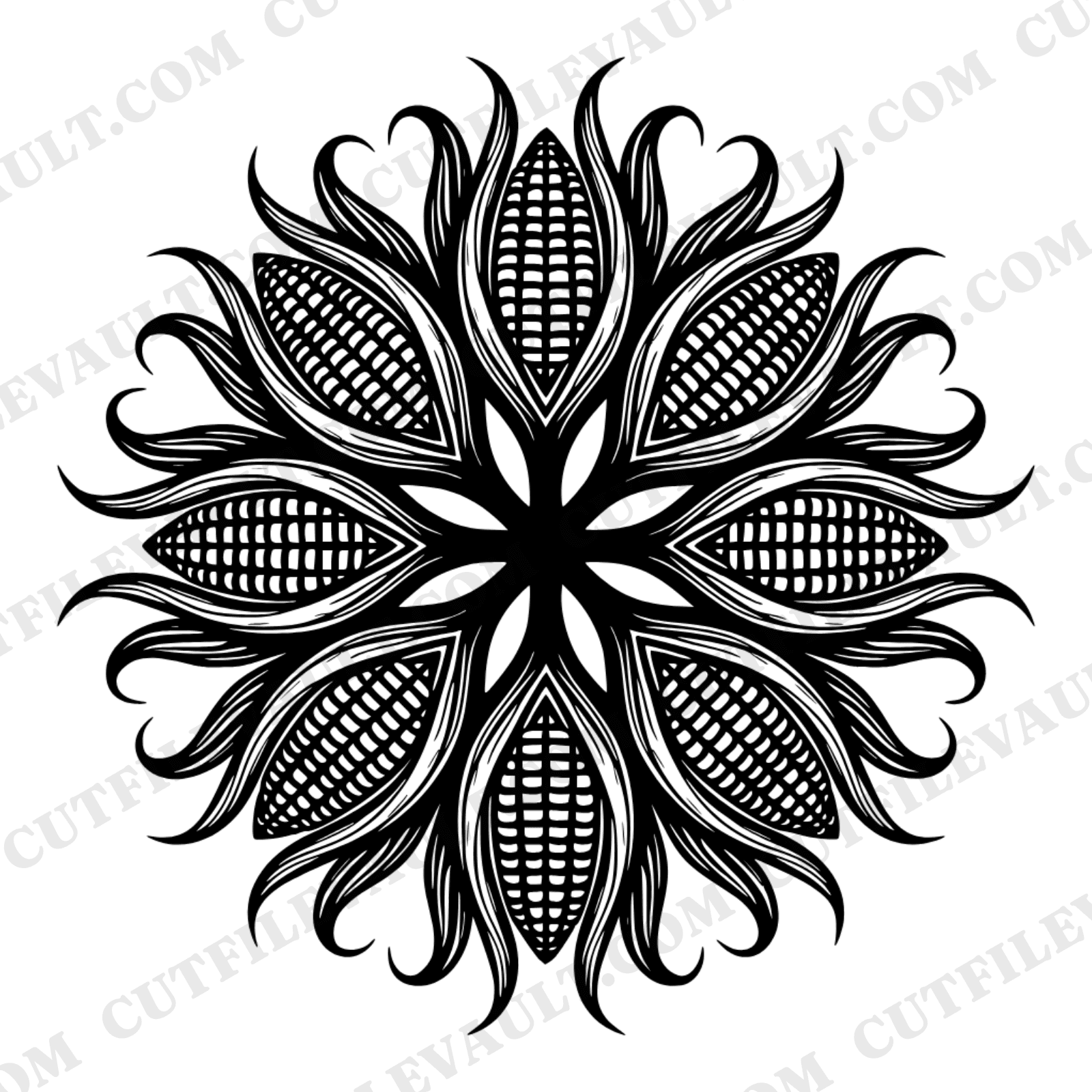 Summer Grilling Corn Mandala SVG PNG, Starburst Cut File, BBQ Kitchen Decor, Farmhouse Vinyl Design — view 1