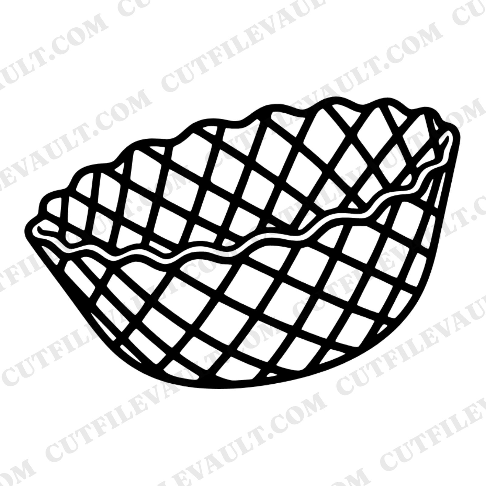 Waffle Bowl SVG PNG, Ice Cream Cone SVG, Scalloped Edge Bowl Cut File, Mid Century Summer Craft — view 1