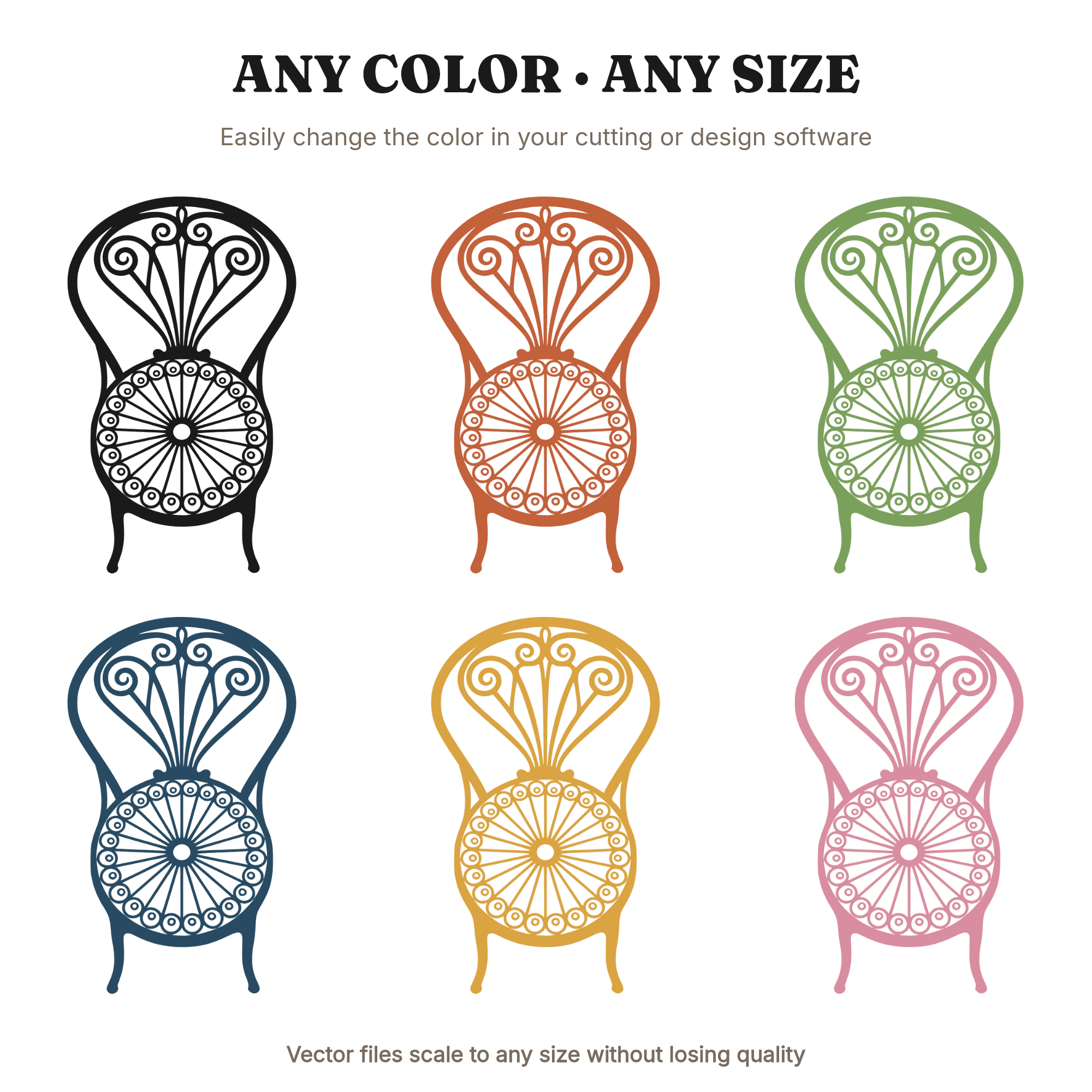 Vintage Ice Cream Parlor Chair SVG PNG Top View Medallion Monogram Frame Cut File Art Nouveau — view 2