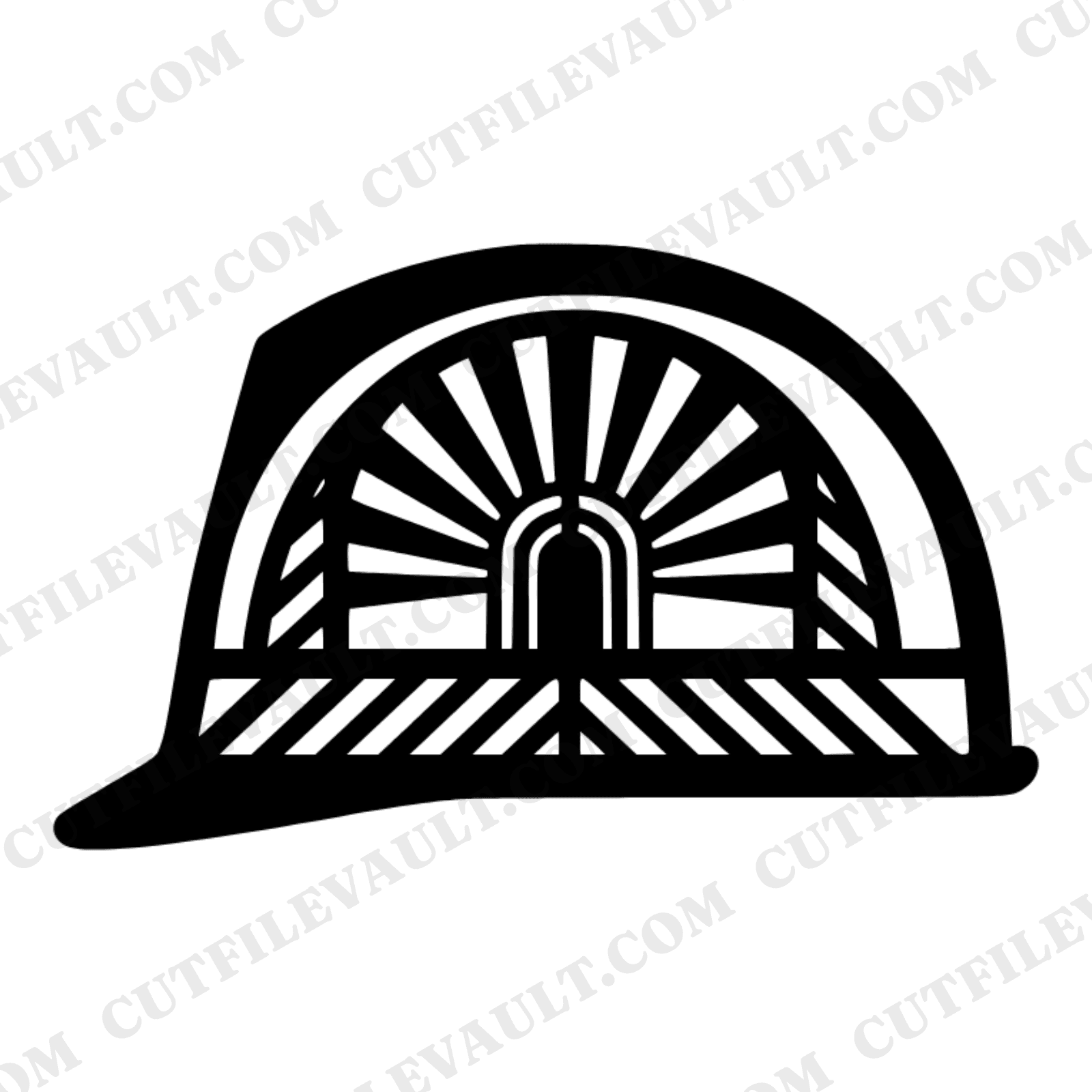 Art Deco Hard Hat Cross Section SVG PNG Labor Day Retro 70s Construction Worker Cut File — view 1