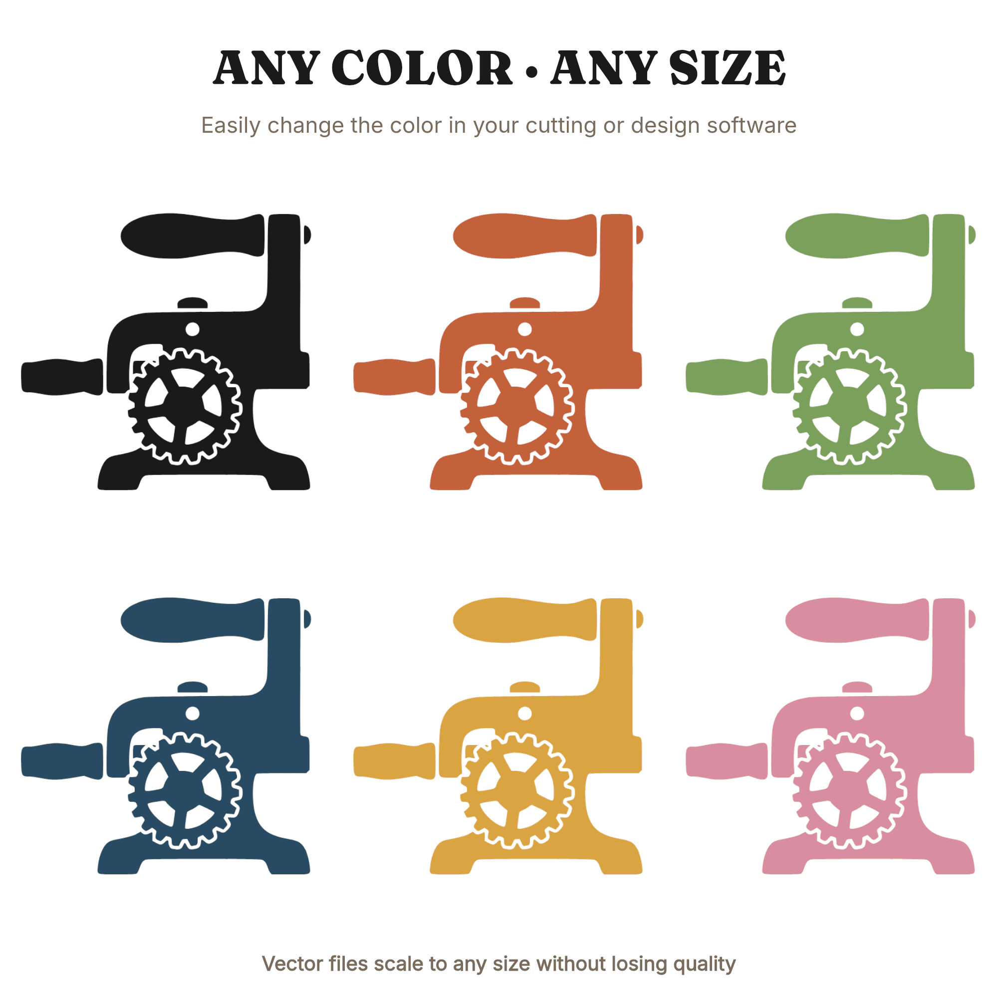 Vintage Ice Cream Maker Handle SVG PNG, Retro 1950s Kitchen Decor Cut File, Hand Crank Silhouette — view 2