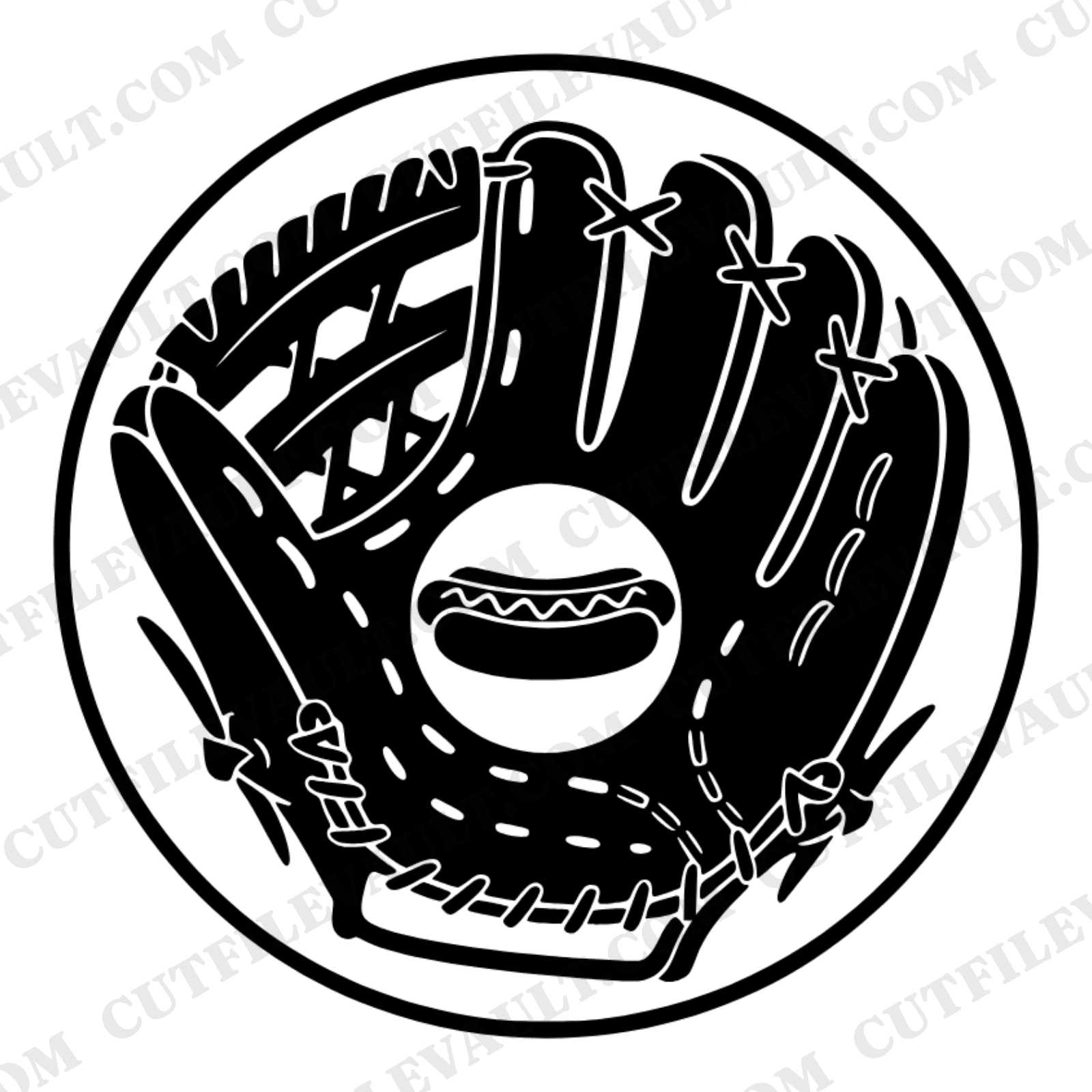 Baseball Glove Medallion SVG PNG Vintage Ballpark Sports Cut File National Hot Dog Day Boho Design — view 1