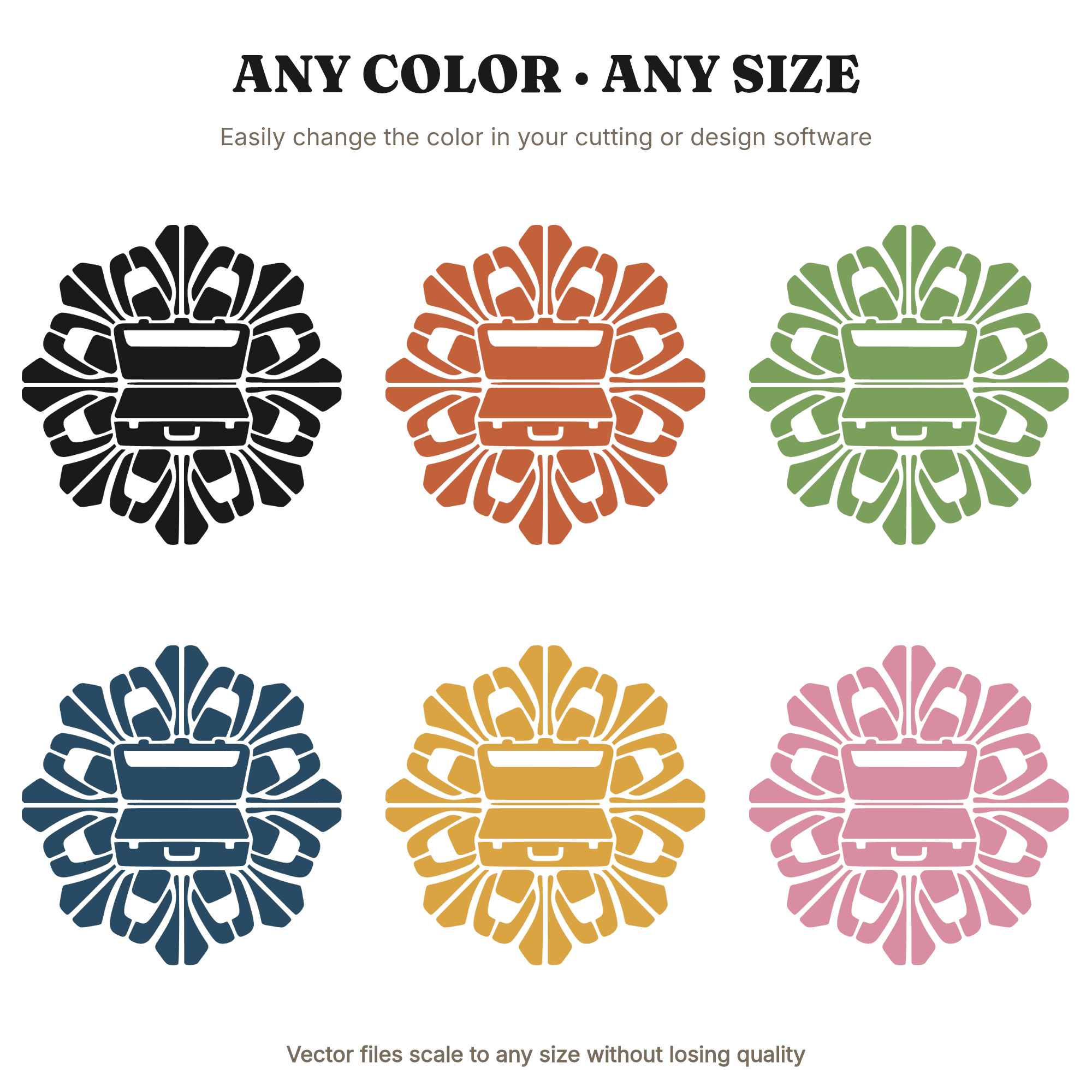 Retro Toolbox Medallion SVG PNG Labor Day Design Art Deco Geometric Cut File Workshop Mandala — view 2