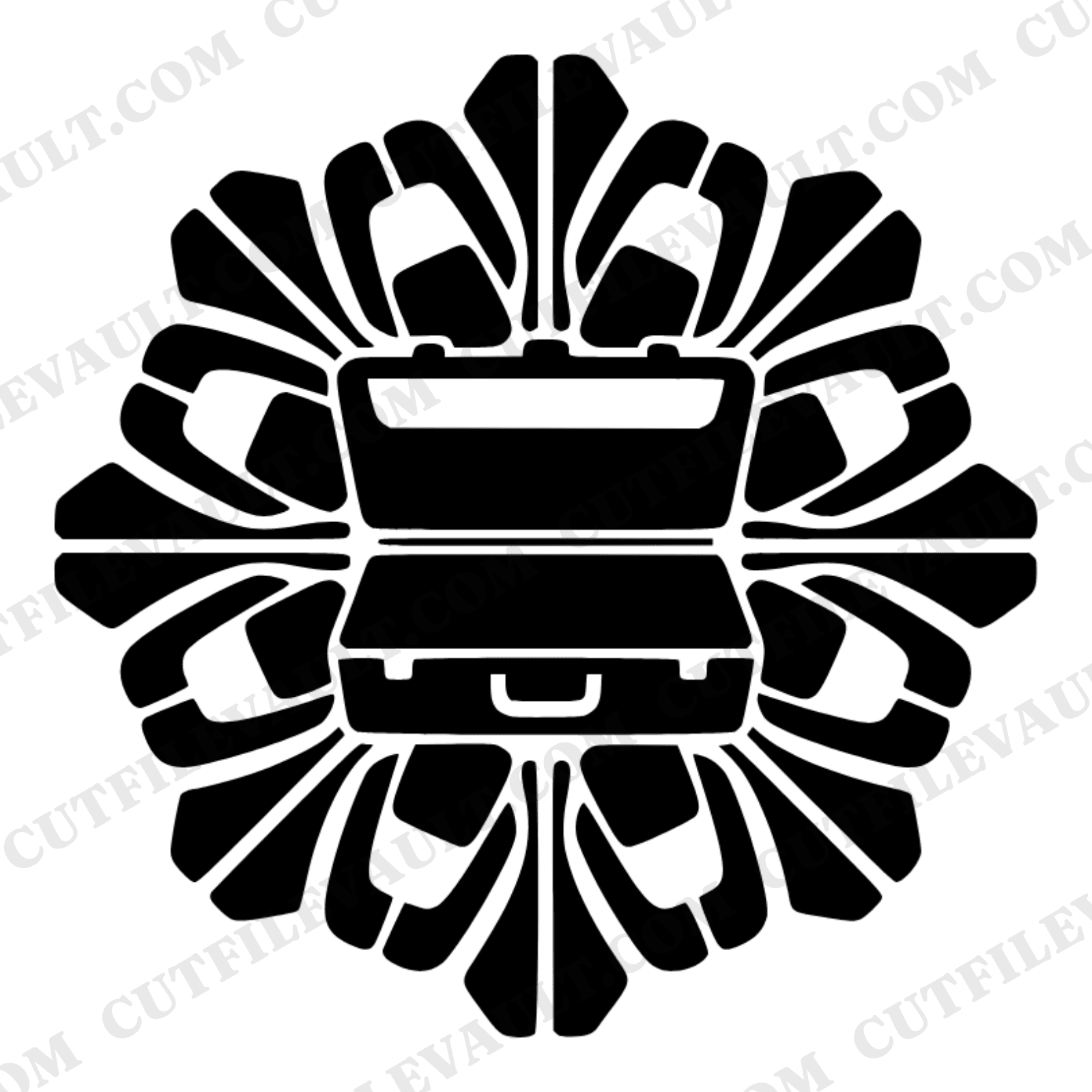 Retro Toolbox Medallion SVG PNG Labor Day Design Art Deco Geometric Cut File Workshop Mandala — view 1