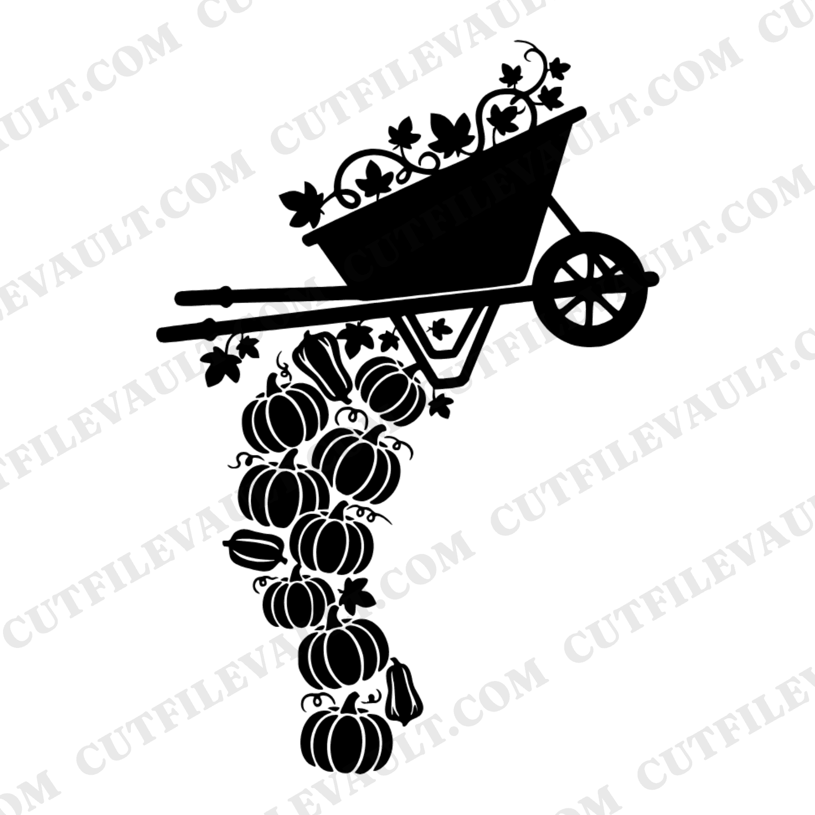 Autumn Wheelbarrow SVG, Fall Pumpkin Harvest PNG, First Day of Autumn Cut File for Cricut — view 1