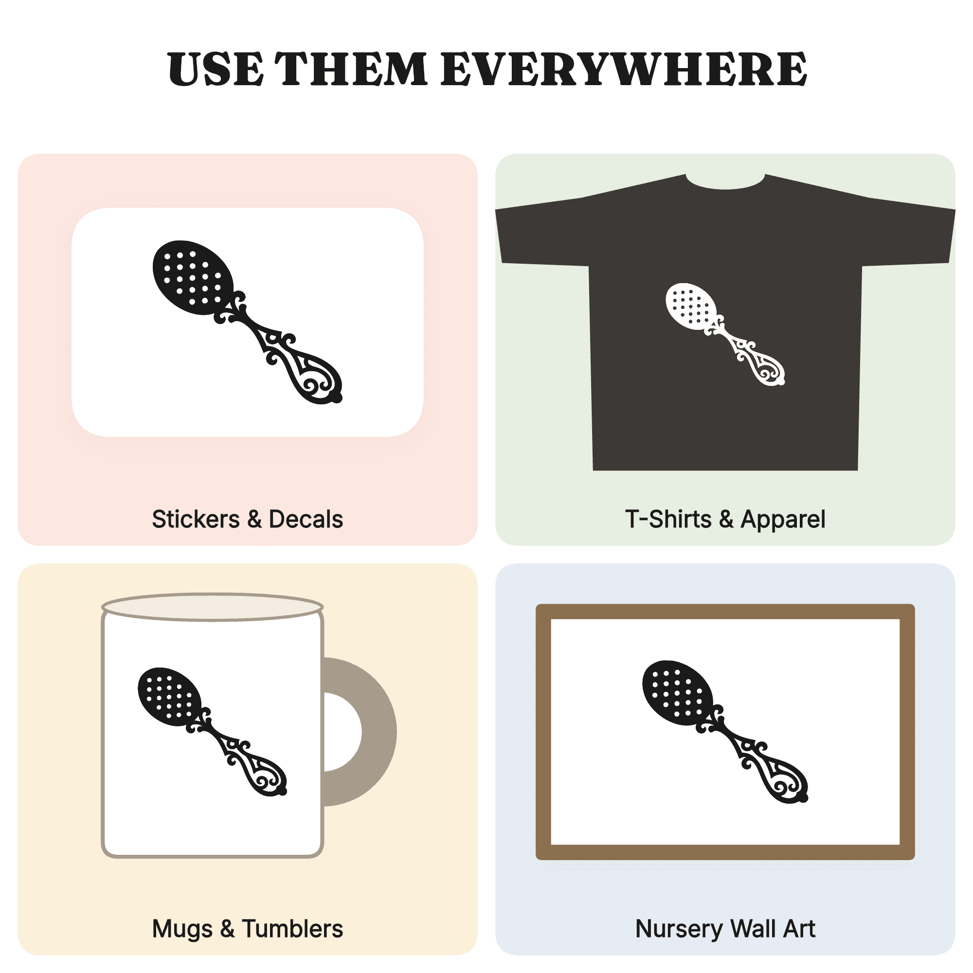 Vintage Coffee Roaster Paddle SVG PNG, Retro 70s Coffee Spoon Cut File, Monogram Coffee Lover Gift — view 3