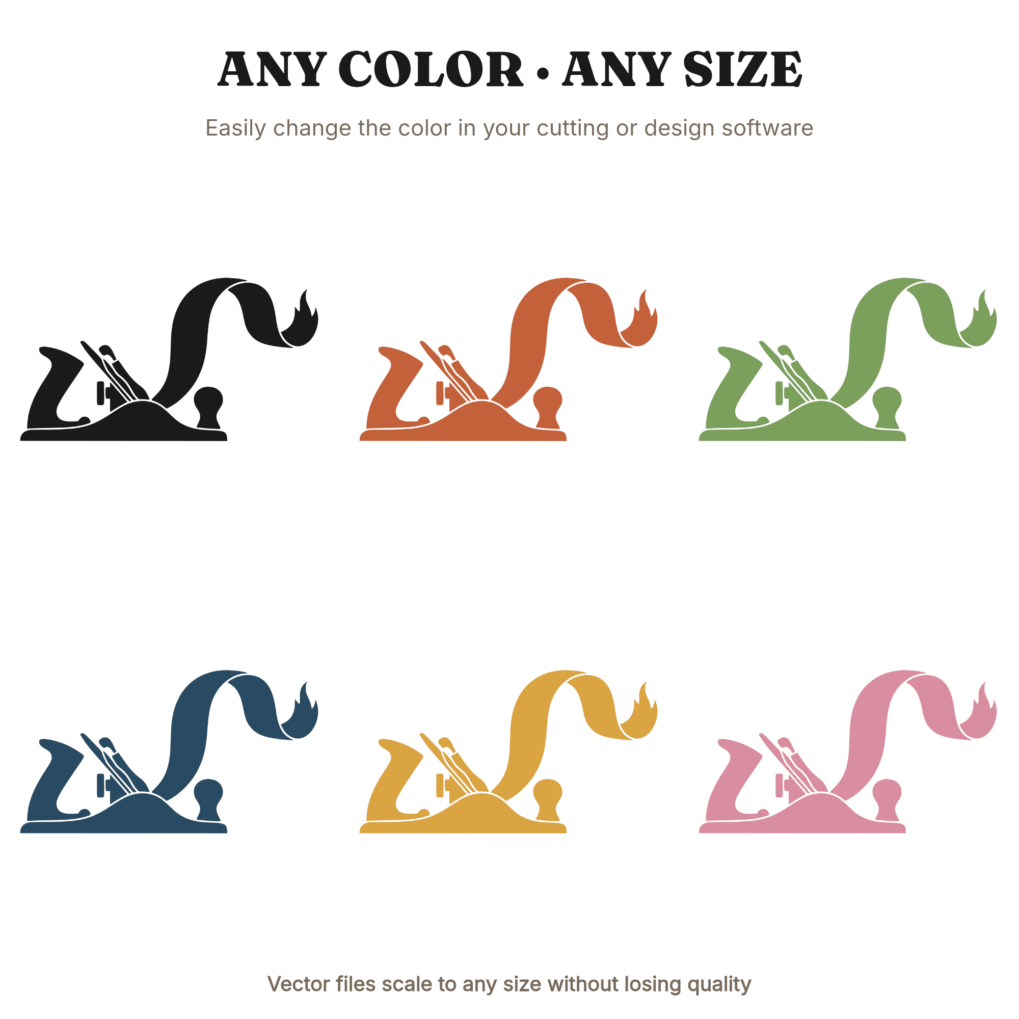 Hand Plane SVG PNG, Woodworking Tool Cut File, Labor Day Craft Design, Mid-Century Minimal Clipart — view 2
