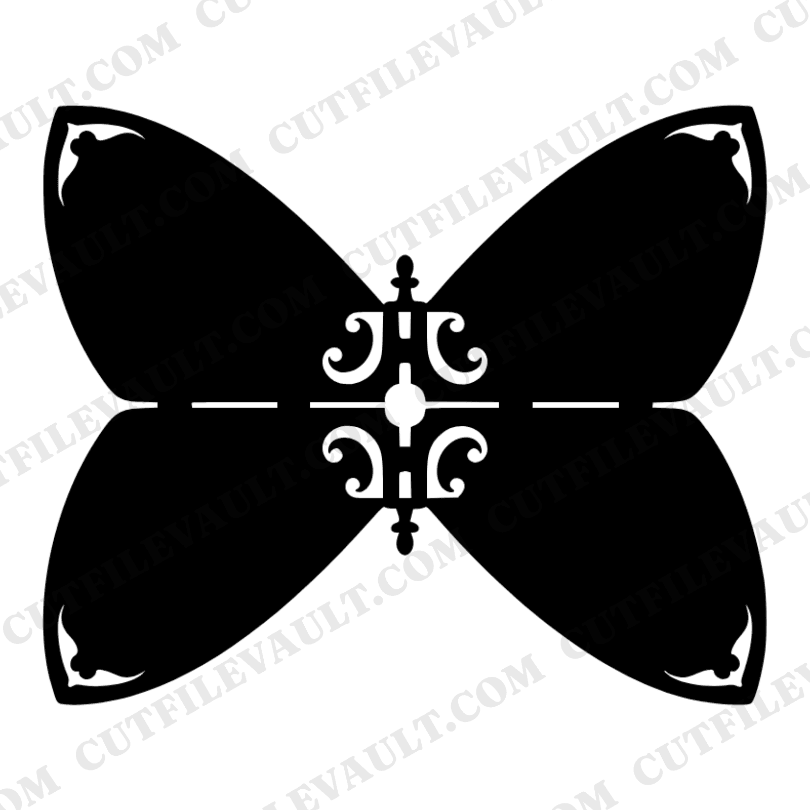 Vintage Protractor Case Opened Flat SVG PNG, Butterfly Layout Back to School Clipart Cut File — view 1