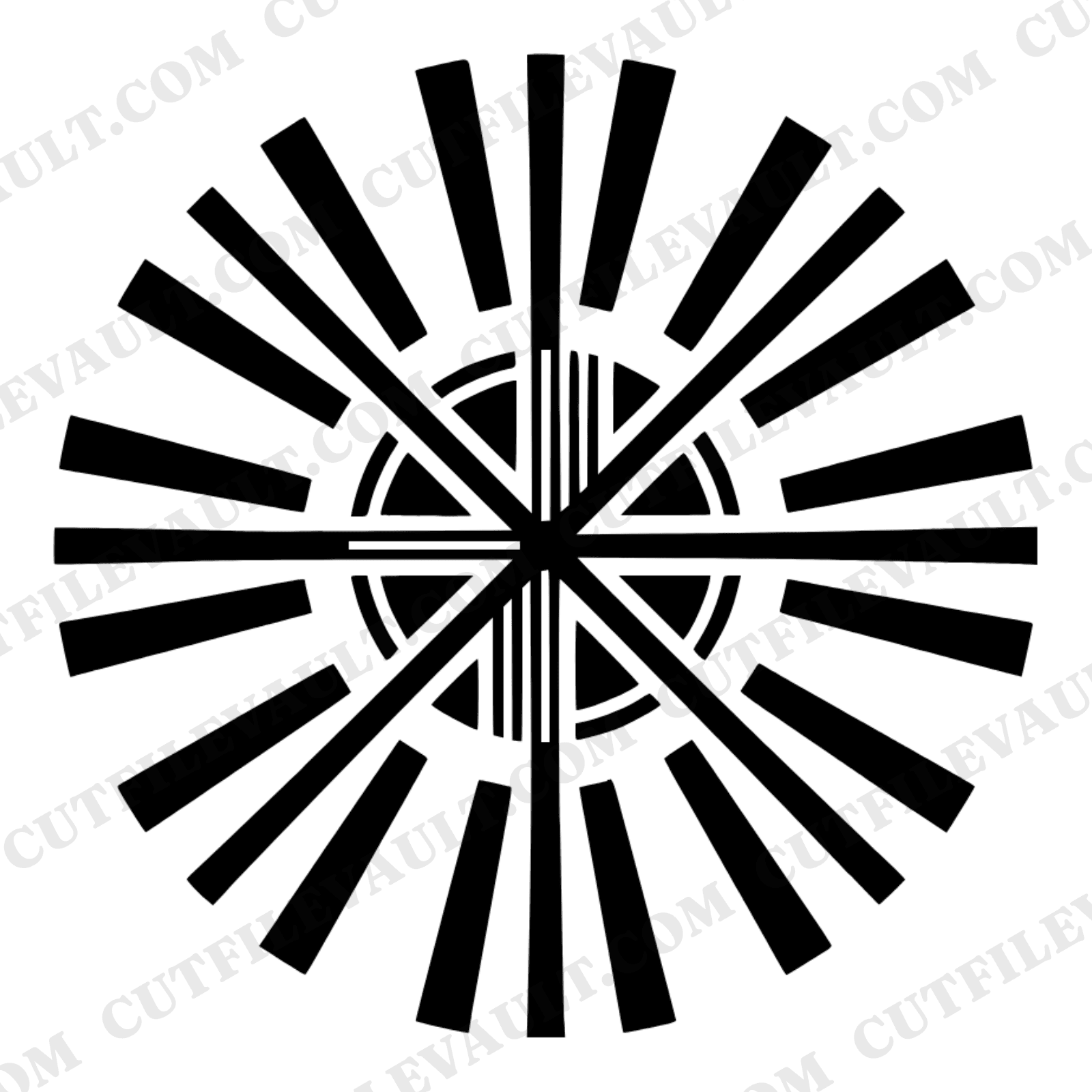 Radial Burst Composition Notebook Mandala SVG PNG, Back to School Cut File, Geometric Medallion Design — view 1