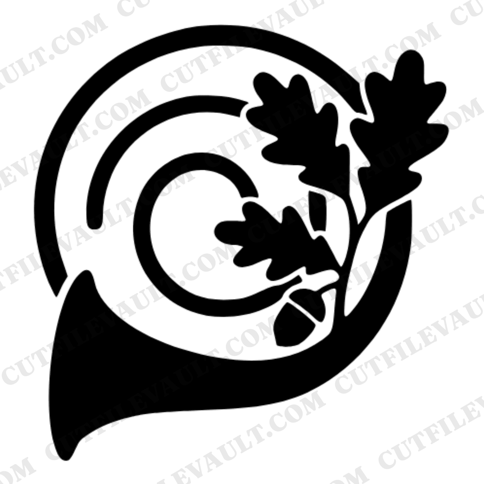 Veterans Day Bugle Wreath SVG PNG, Military Memorial Oak Branch Retro 70s Design Cut File — view 1