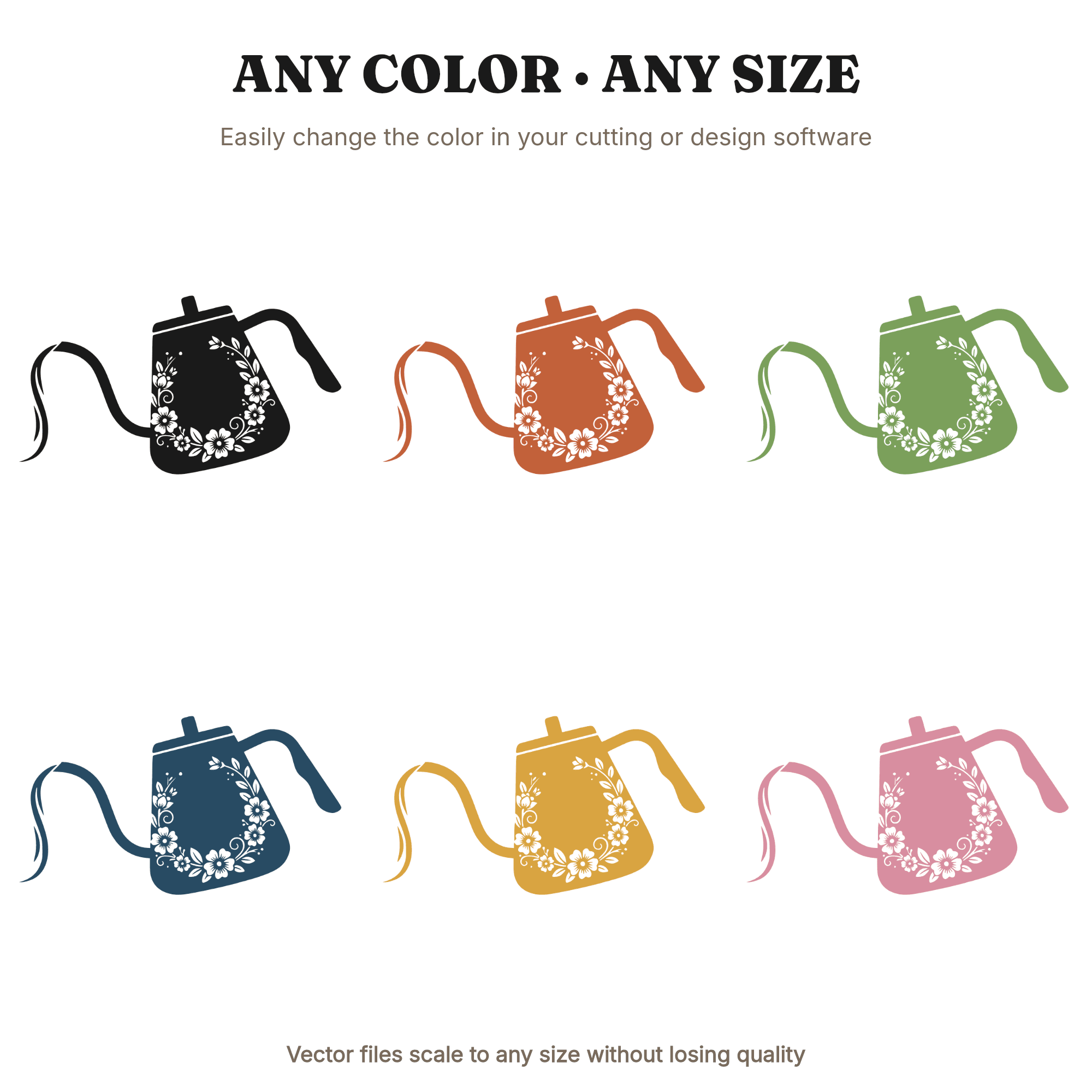 Gooseneck Kettle SVG PNG, Coffee Pour Over Floral Wreath, Cottagecore Coffee Lover Gift Cut File — view 2