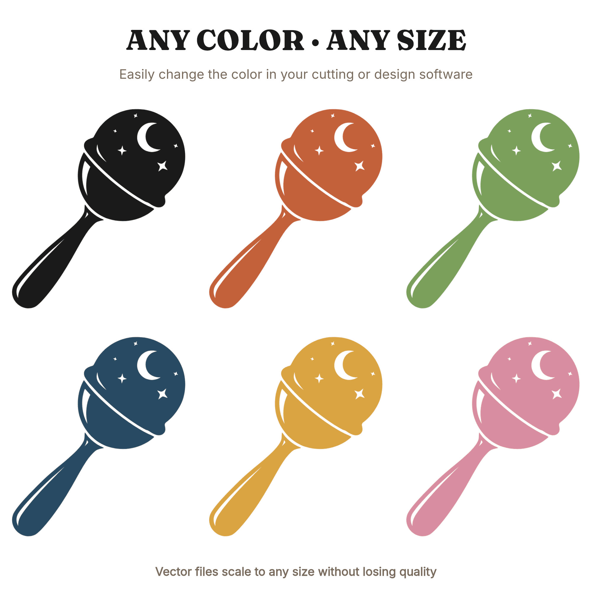 Celestial Ice Cream Scoop SVG PNG, Crescent Moon Stars Retro Diner Cut File for Crafts — view 2