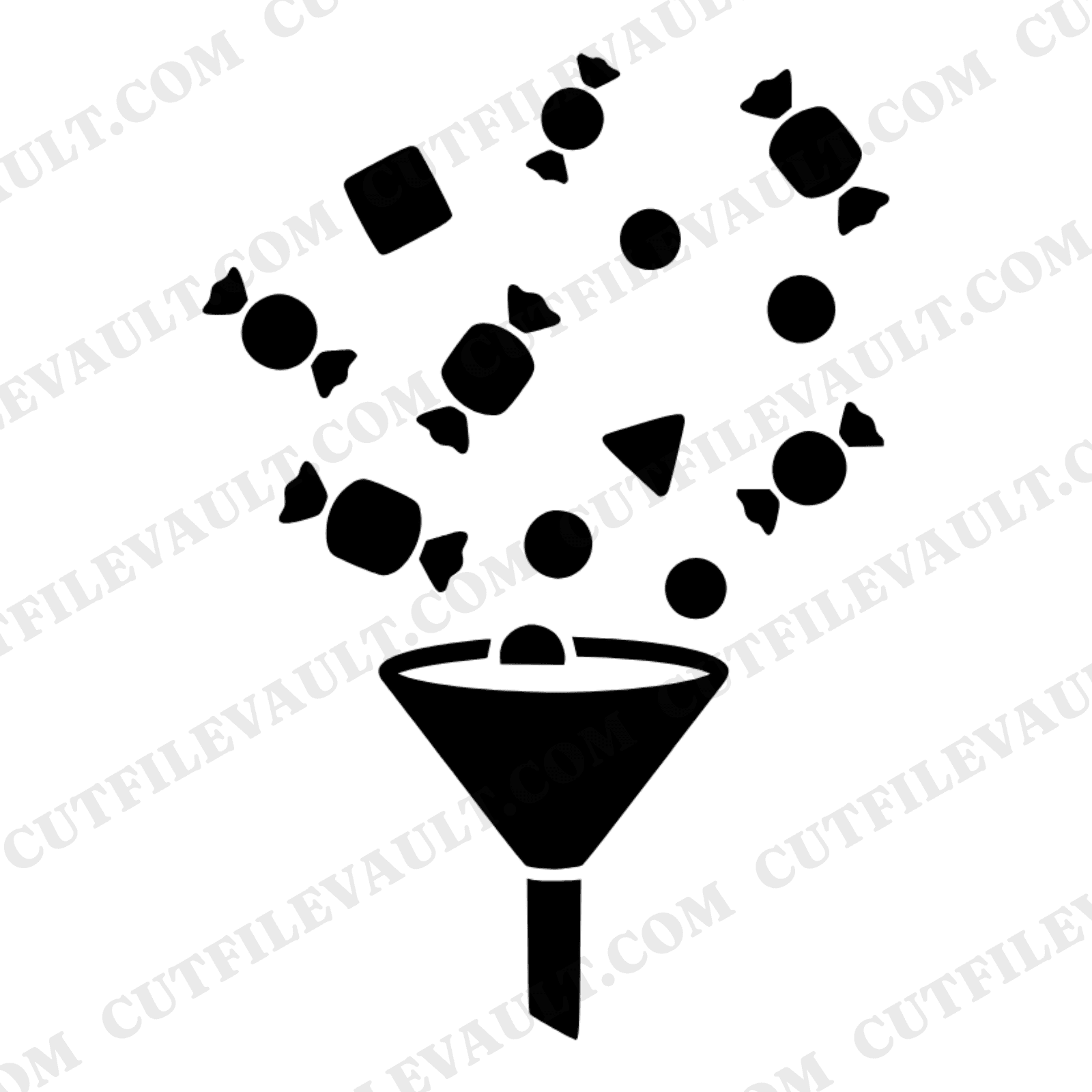 Upside Down Funnel SVG PNG, Retro Halloween Candy Cut File, Mid Century Geometric Candy Clipart — view 1