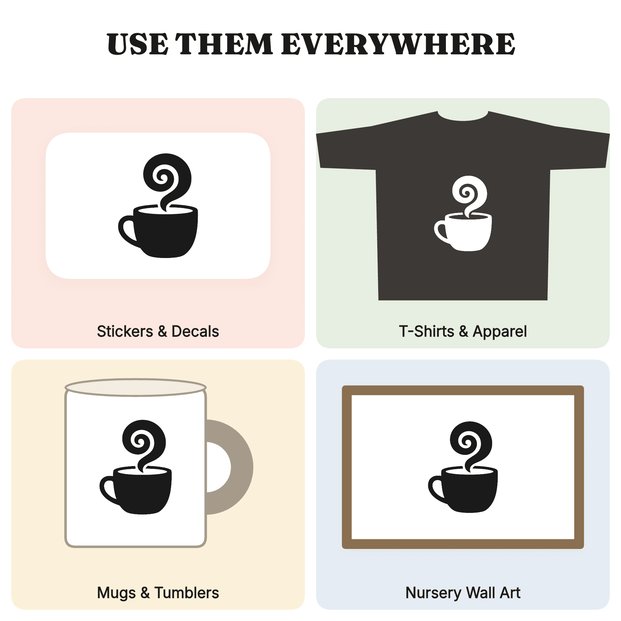Retro Left Handed Coffee Mug SVG PNG, Groovy Spiral Steam, Left Handers Day Cut File Design — view 3