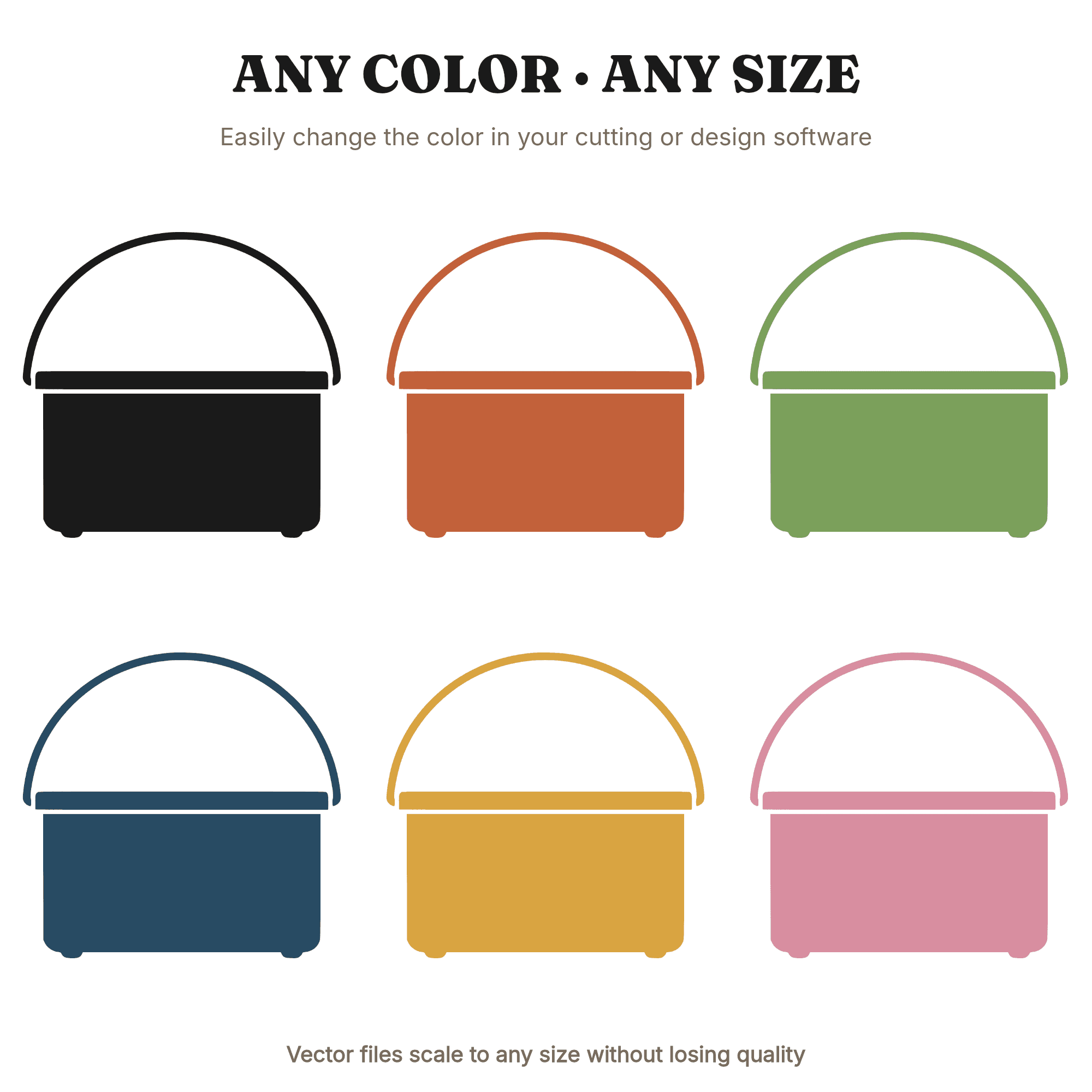 Vintage Lunch Pail Handle Top View SVG PNG Retro 70s Back to School Clipart Cut File — view 2