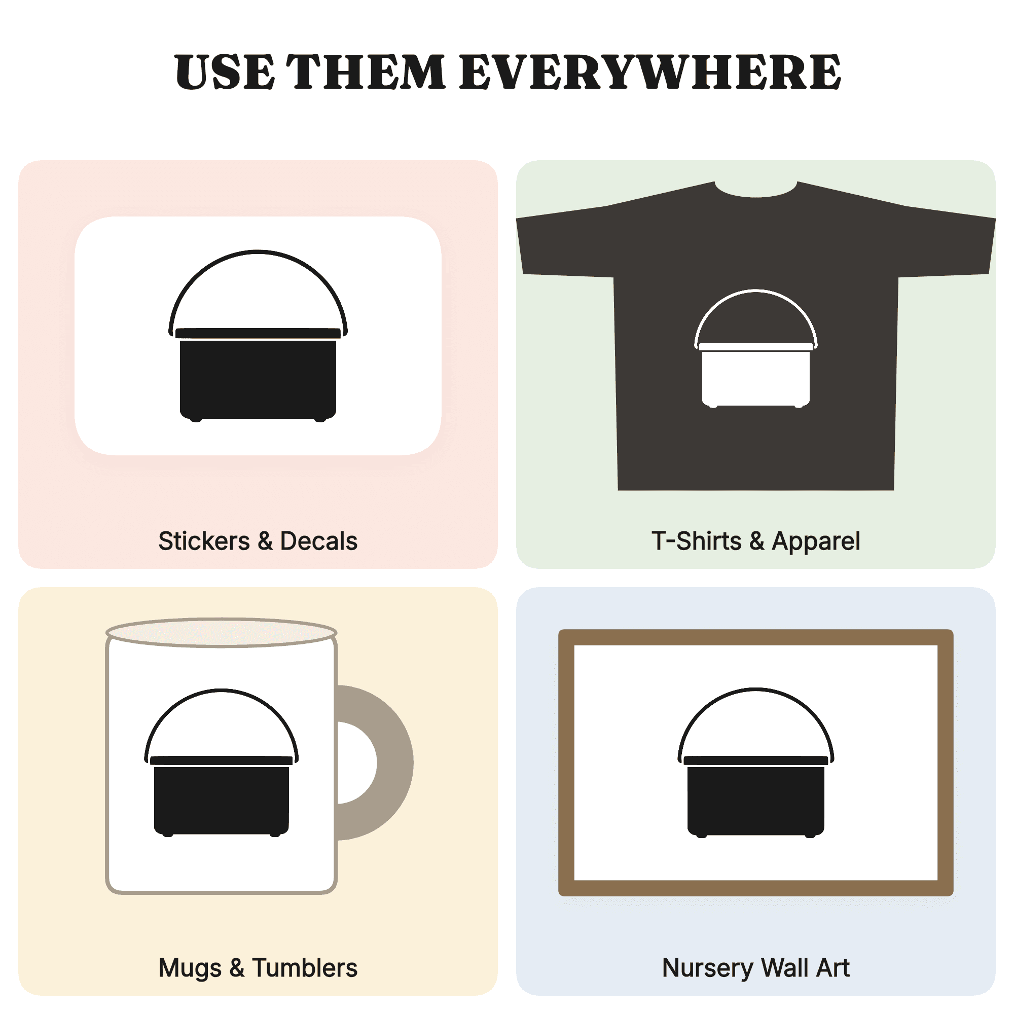 Vintage Lunch Pail Handle Top View SVG PNG Retro 70s Back to School Clipart Cut File — view 3