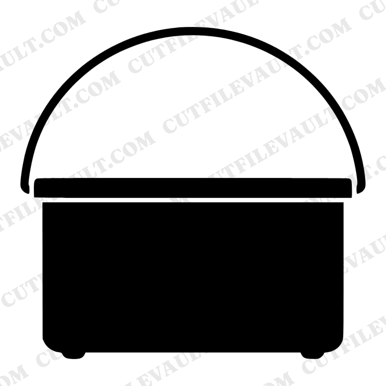 Vintage Lunch Pail Handle Top View SVG PNG Retro 70s Back to School Clipart Cut File — view 1