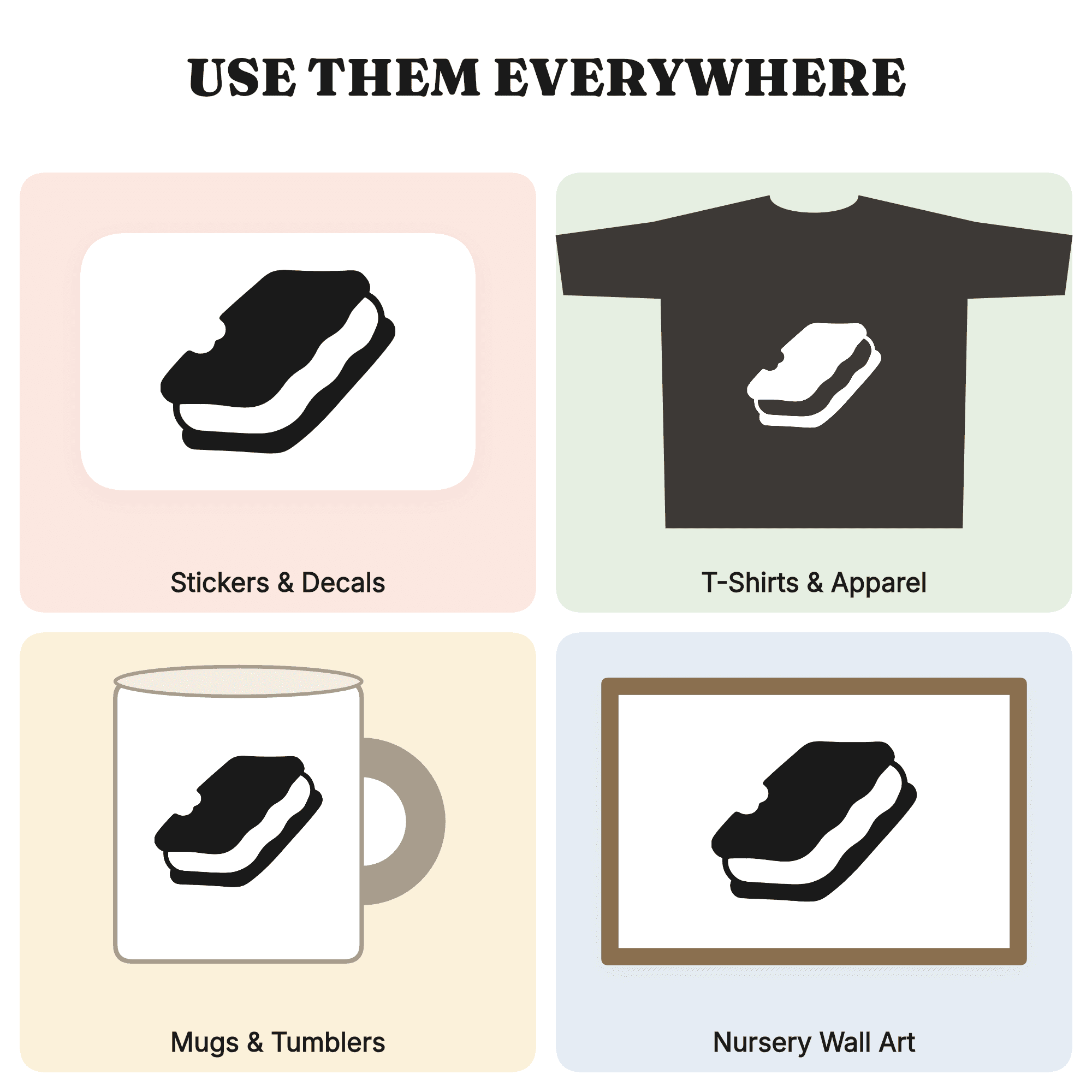 Groovy Ice Cream Sandwich SVG PNG Retro 70s Bitten Kawaii Silhouette Cut File National Ice Cream Day — view 3