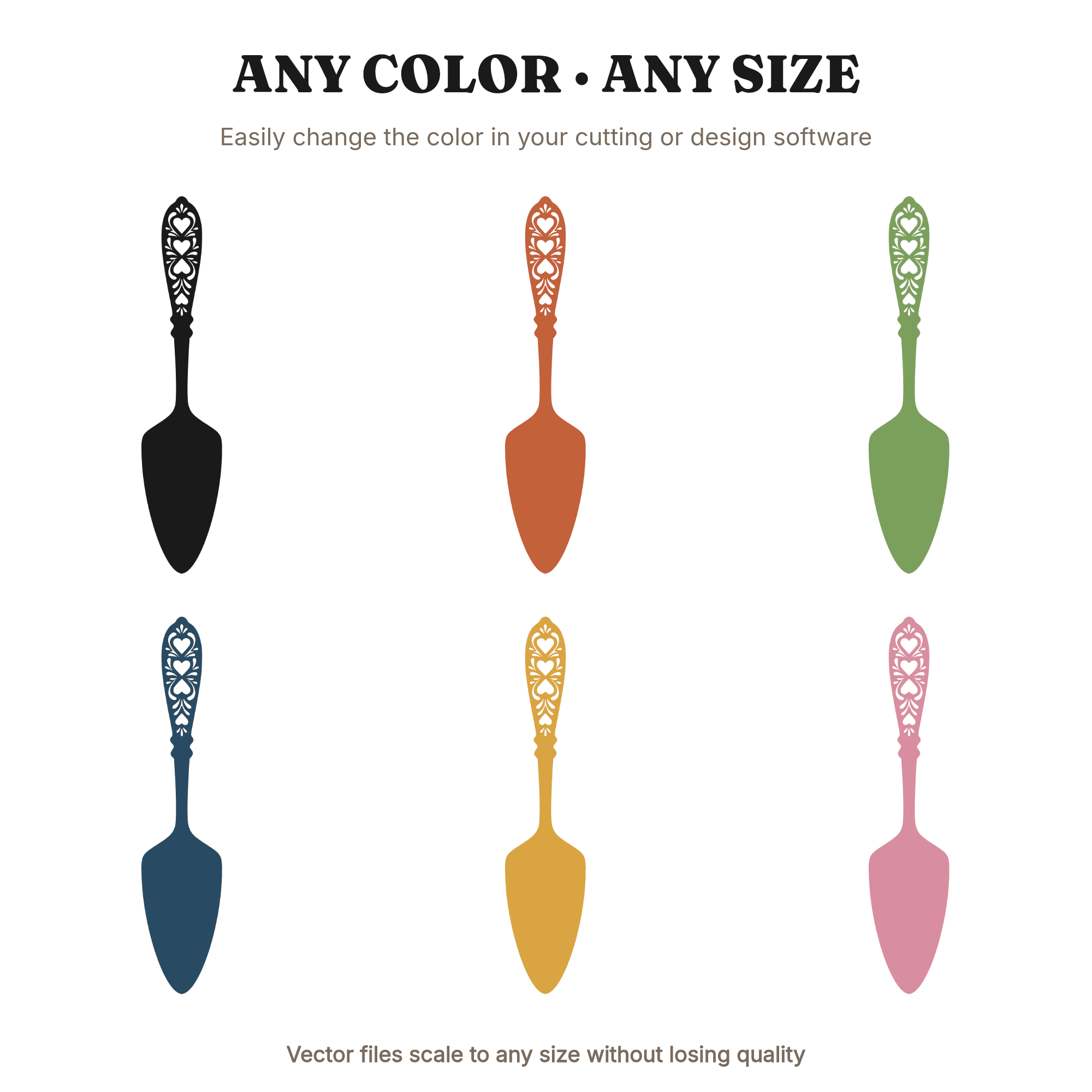 Vintage Cake Server SVG PNG, Scandinavian Folk Art Wedding Cake Knife Cut File for Cricut — view 2