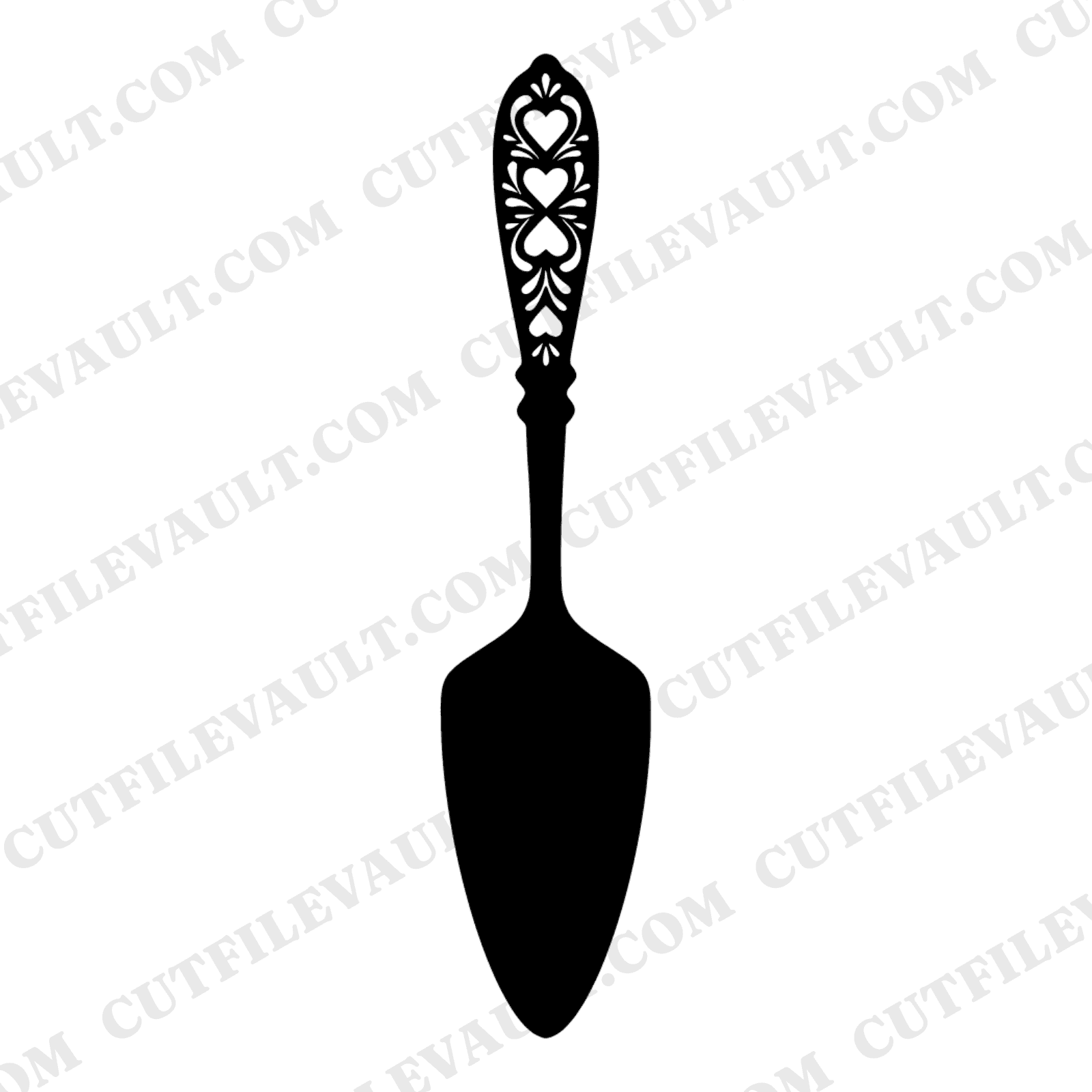 Vintage Cake Server SVG PNG, Scandinavian Folk Art Wedding Cake Knife Cut File for Cricut — view 1