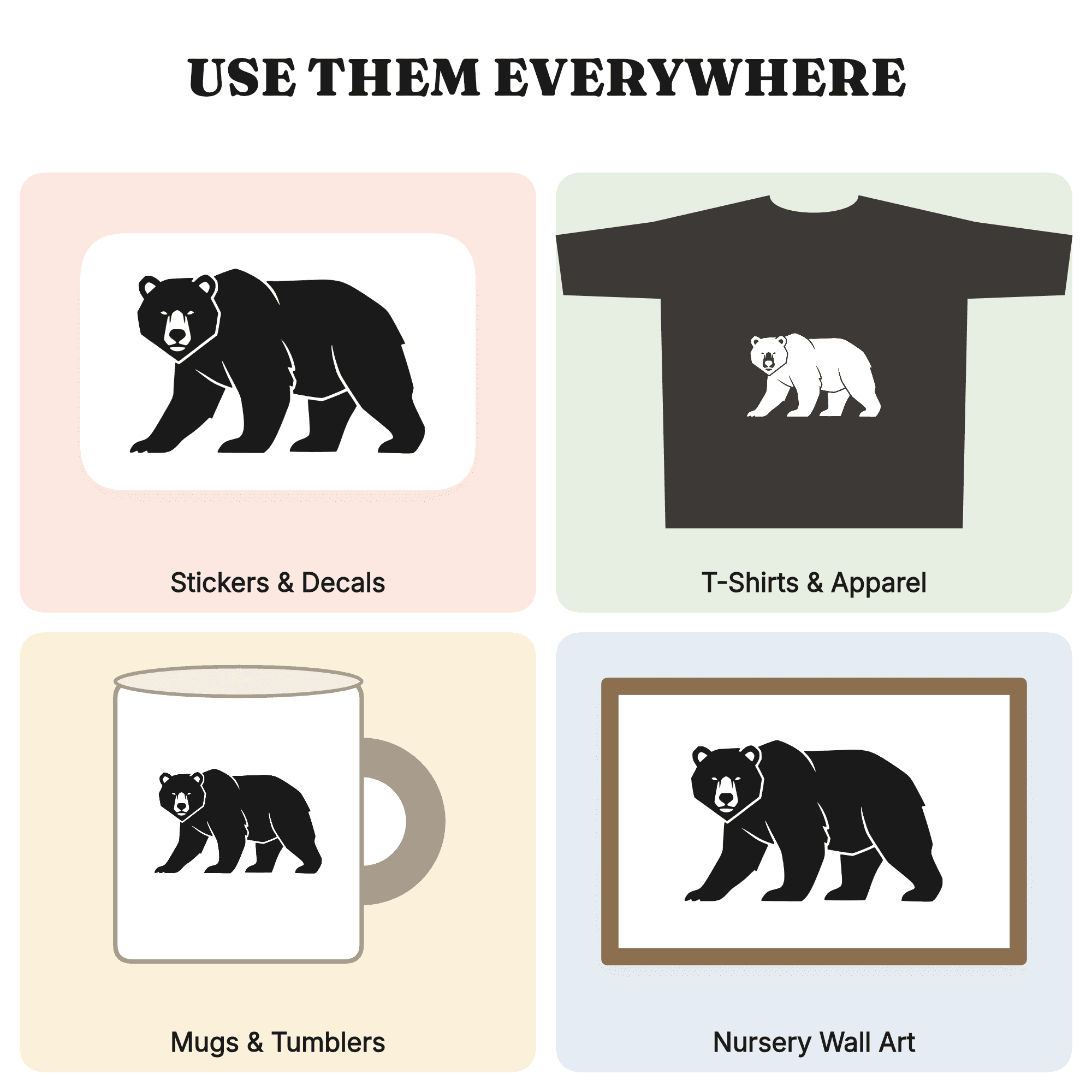 Bold Bear Profile SVG PNG Woodland Tattoo Silhouette Cut File for Cricut Camping Outdoor Adventure — view 3