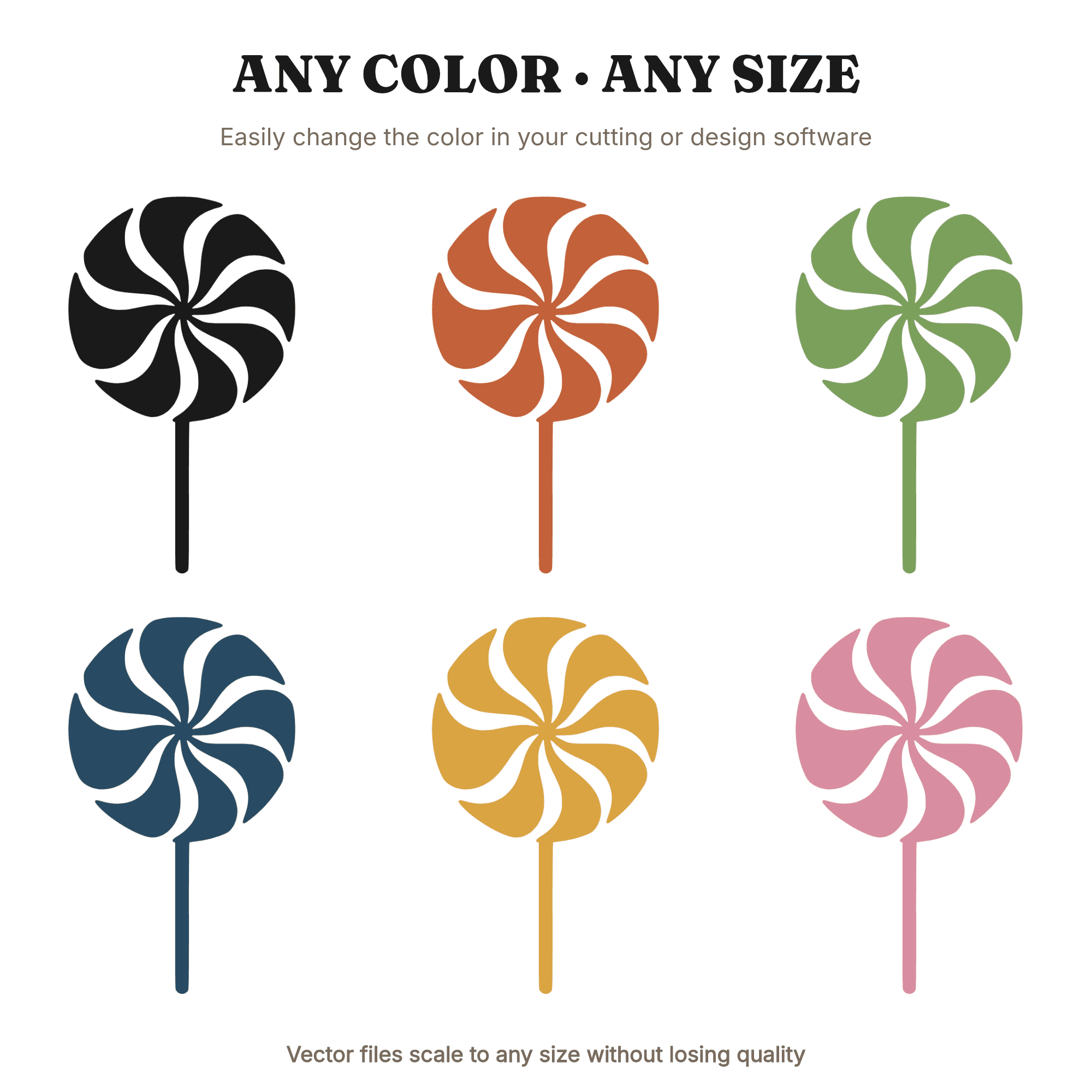 Boho Pinwheel Lollipop SVG PNG, Stained Glass Swirl Cut File, Birthday Party Decor, Nursery Wall Art — view 2