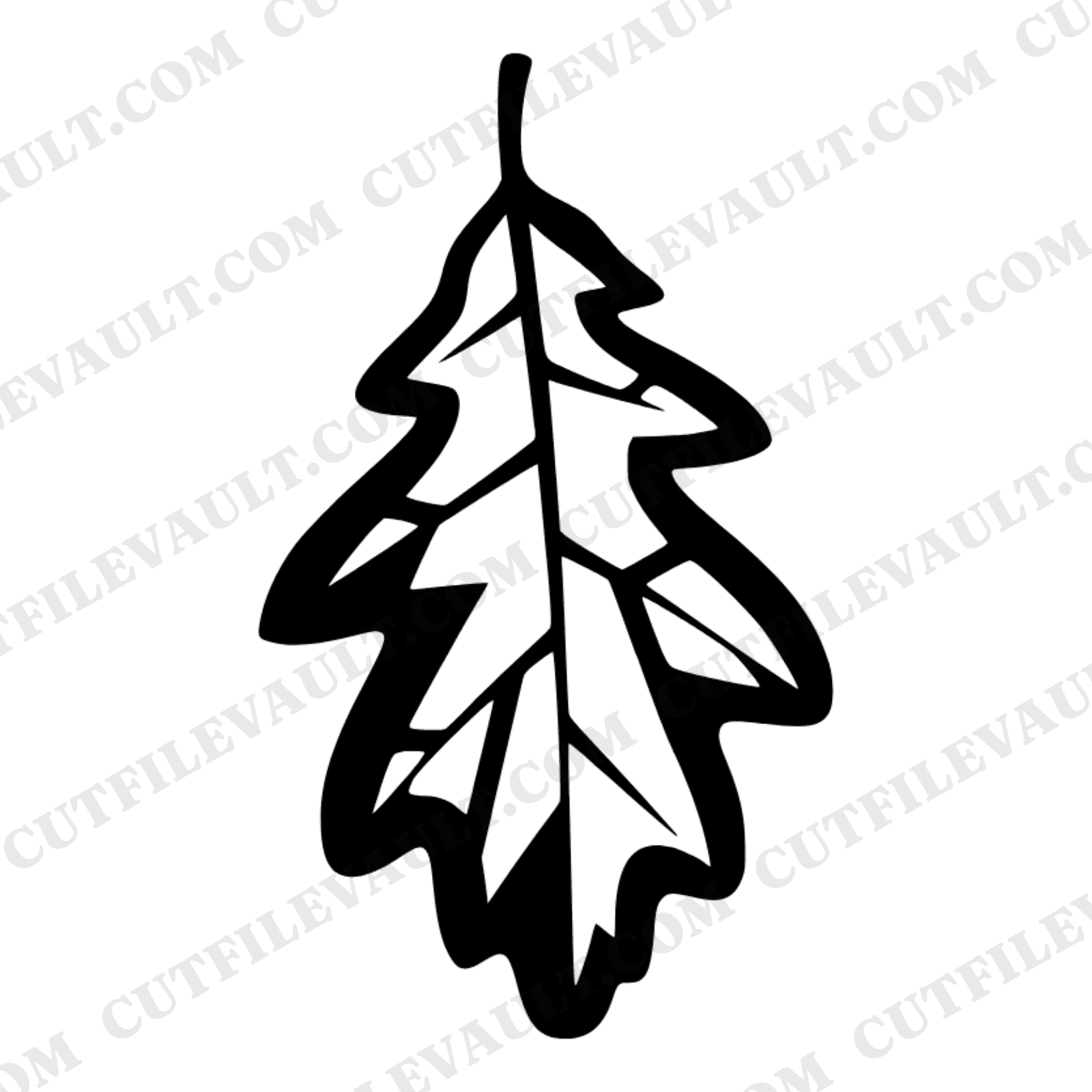 Autumn Oak Leaf SVG PNG, Fall Leaf Silhouette Cut File, Modern Brutalist Seasonal Design — view 1