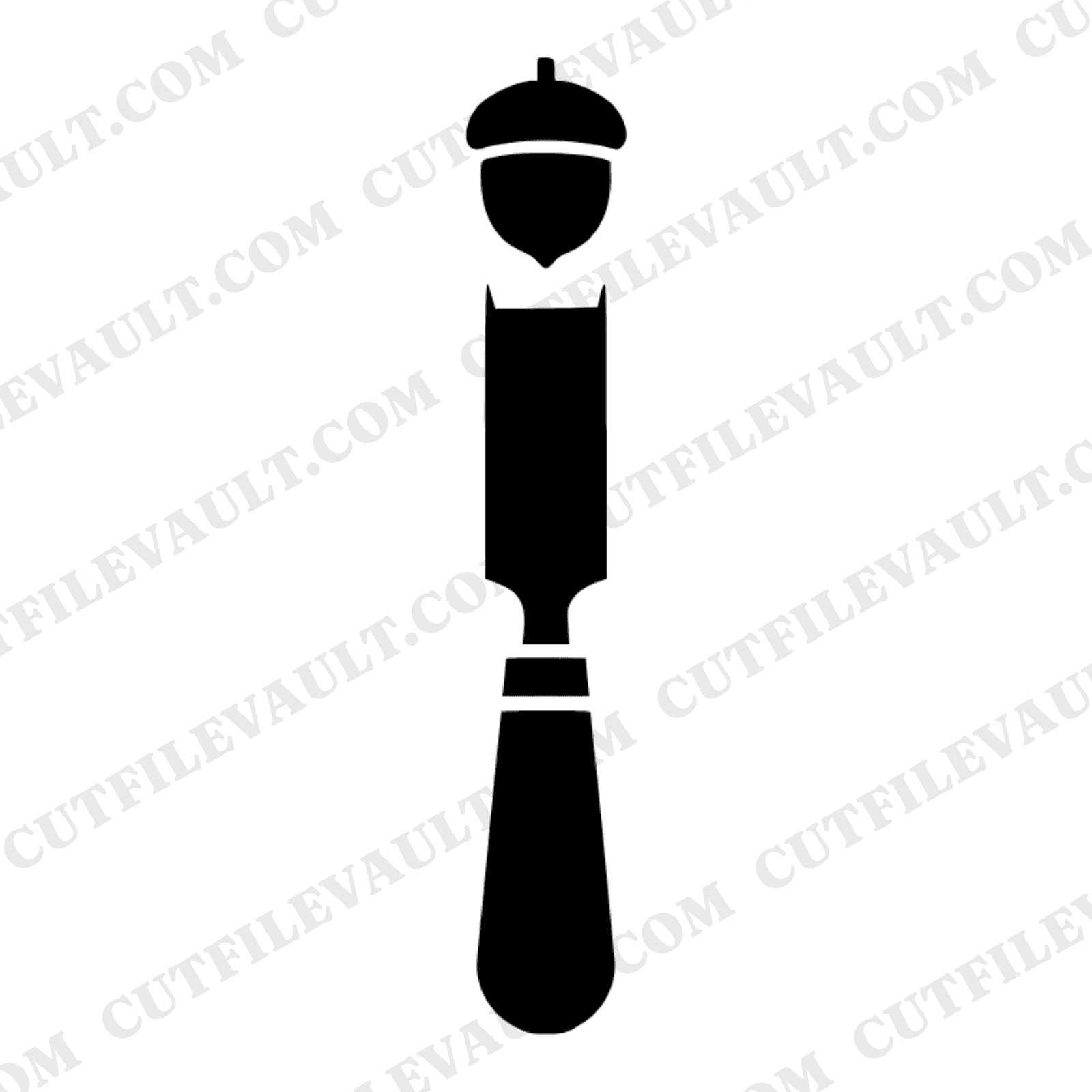 Autumn Equinox Chisel Acorn SVG PNG, Mid Century Woodworker Tool Cut File, Fall Harvest Craft — view 1