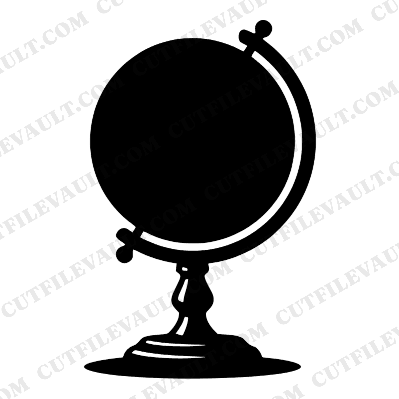 Vintage Classroom Globe SVG PNG, Retro School Globe Silhouette Cut File, 1950s Schoolhouse Decor — view 1
