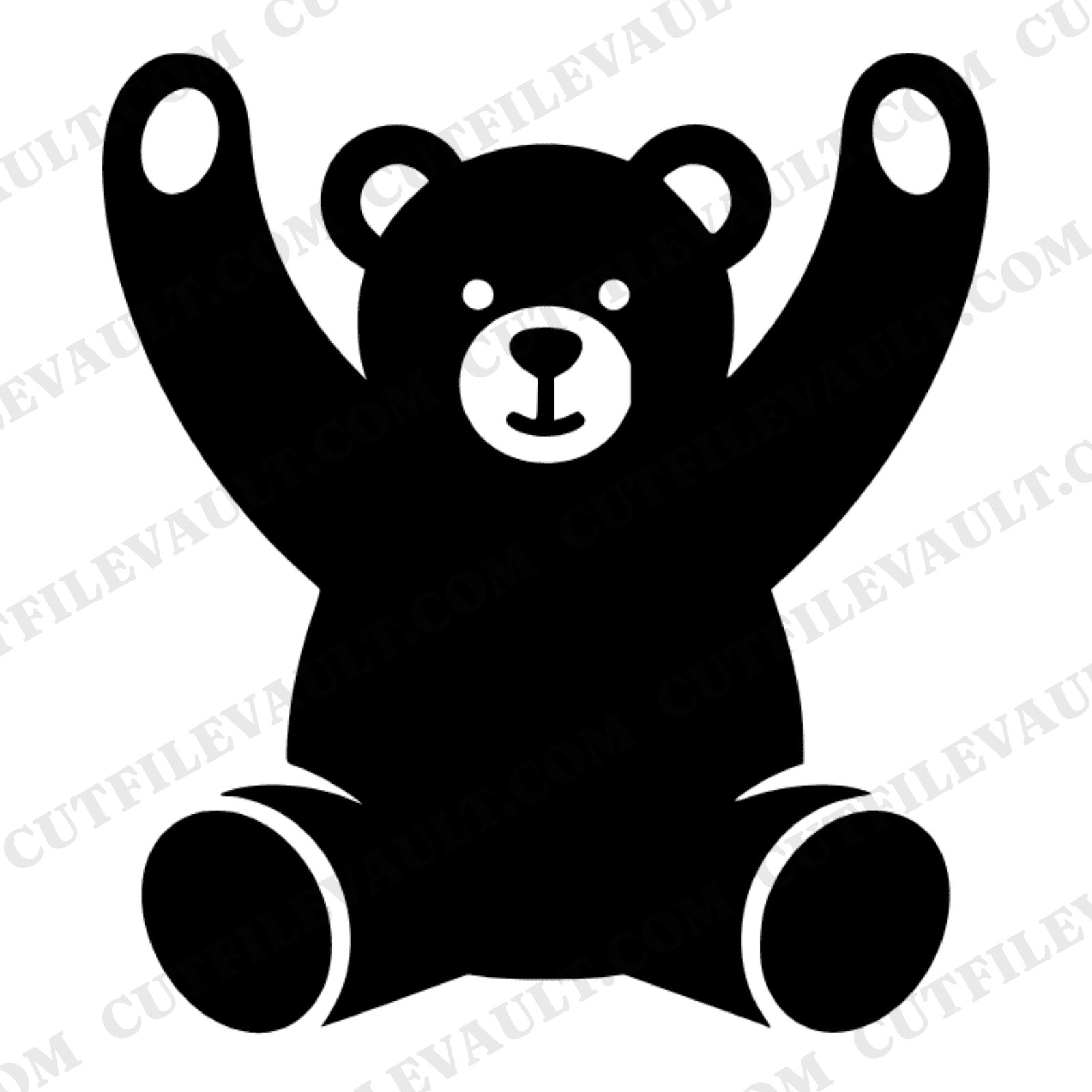 Art Deco Teddy Bear Victory Cheer SVG PNG, Geometric Bear Silhouette Cut File for Nursery Decor — view 1