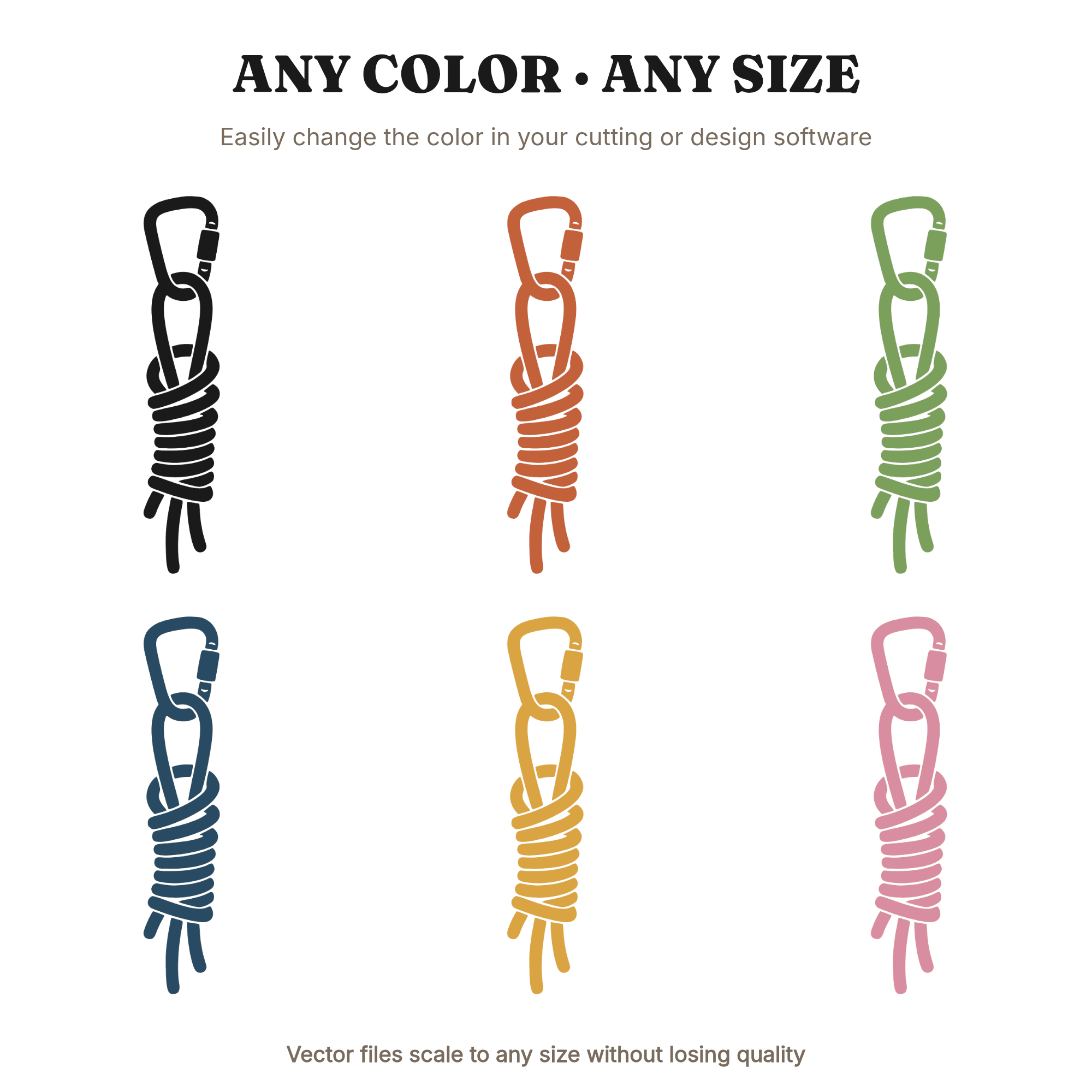 Adventure Carabiner Rope SVG PNG, Climbing Halloween Decor Cut File, Outdoor Boho Silhouette Design — view 2