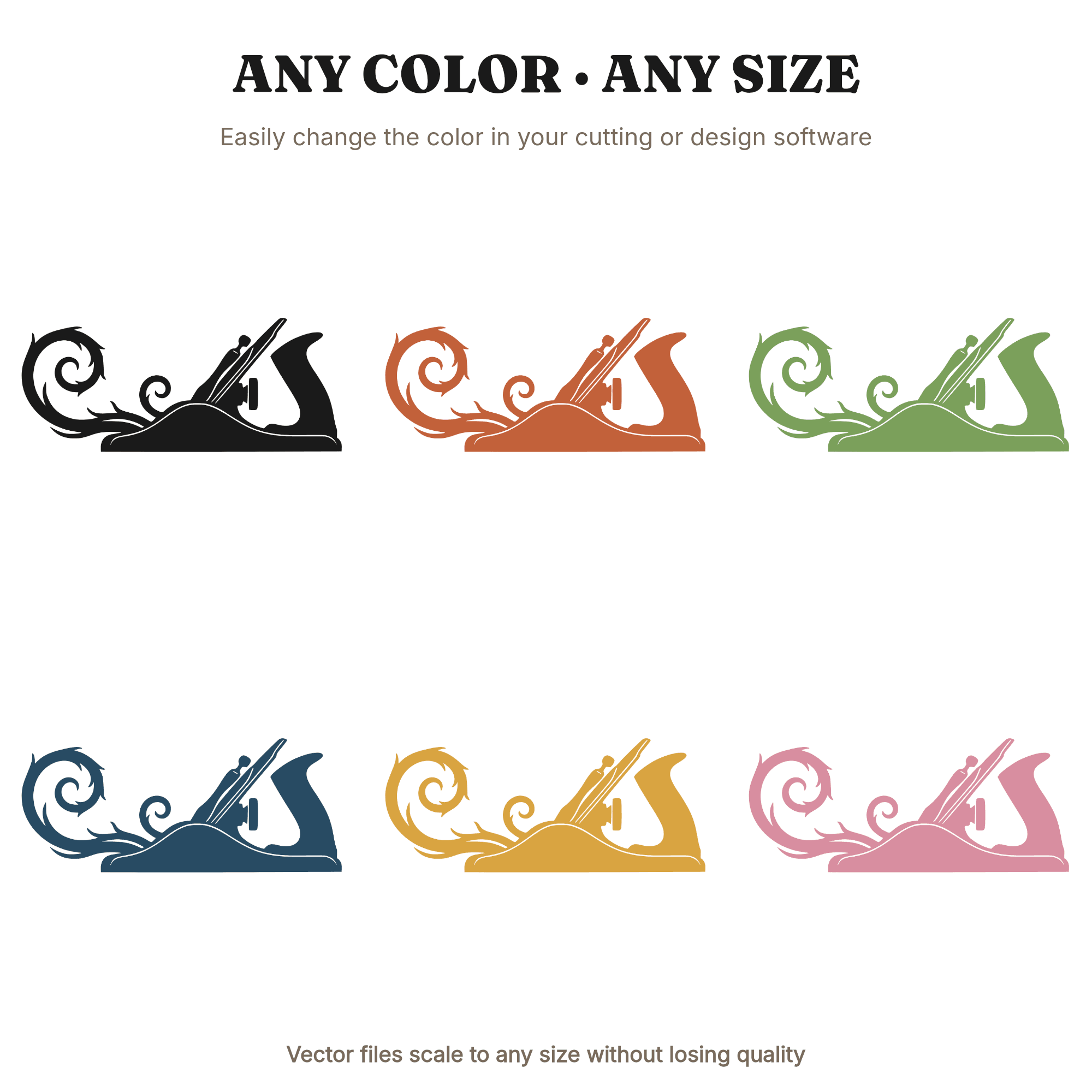 Vintage Hand Plane SVG PNG, Wood Shaving Art Nouveau Cut File, Boho Carpenter Tool Labor Day Decor — view 2