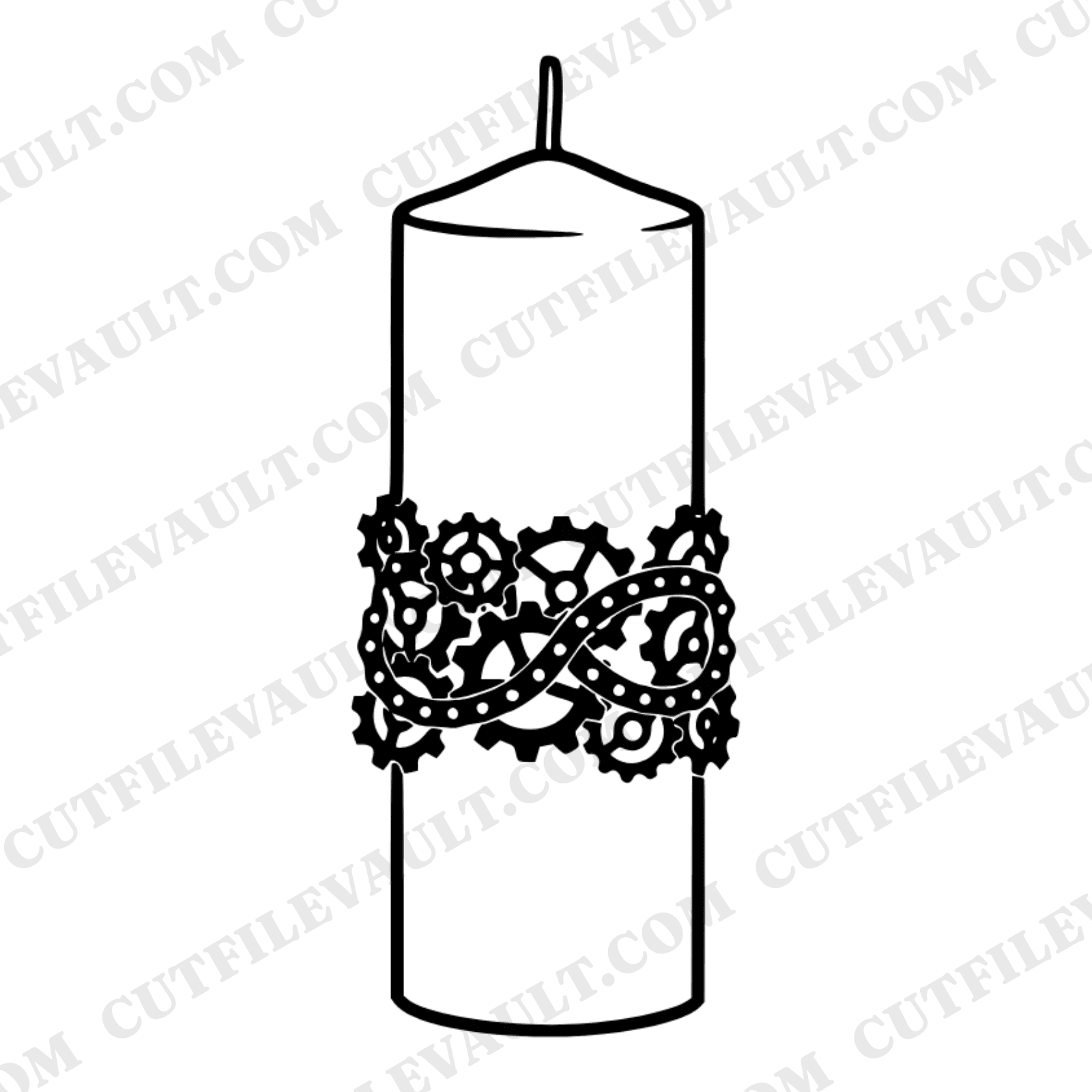 Steampunk Unity Candle SVG PNG, Wedding Ceremony Cut File, Gear Band Candle Silhouette Design
