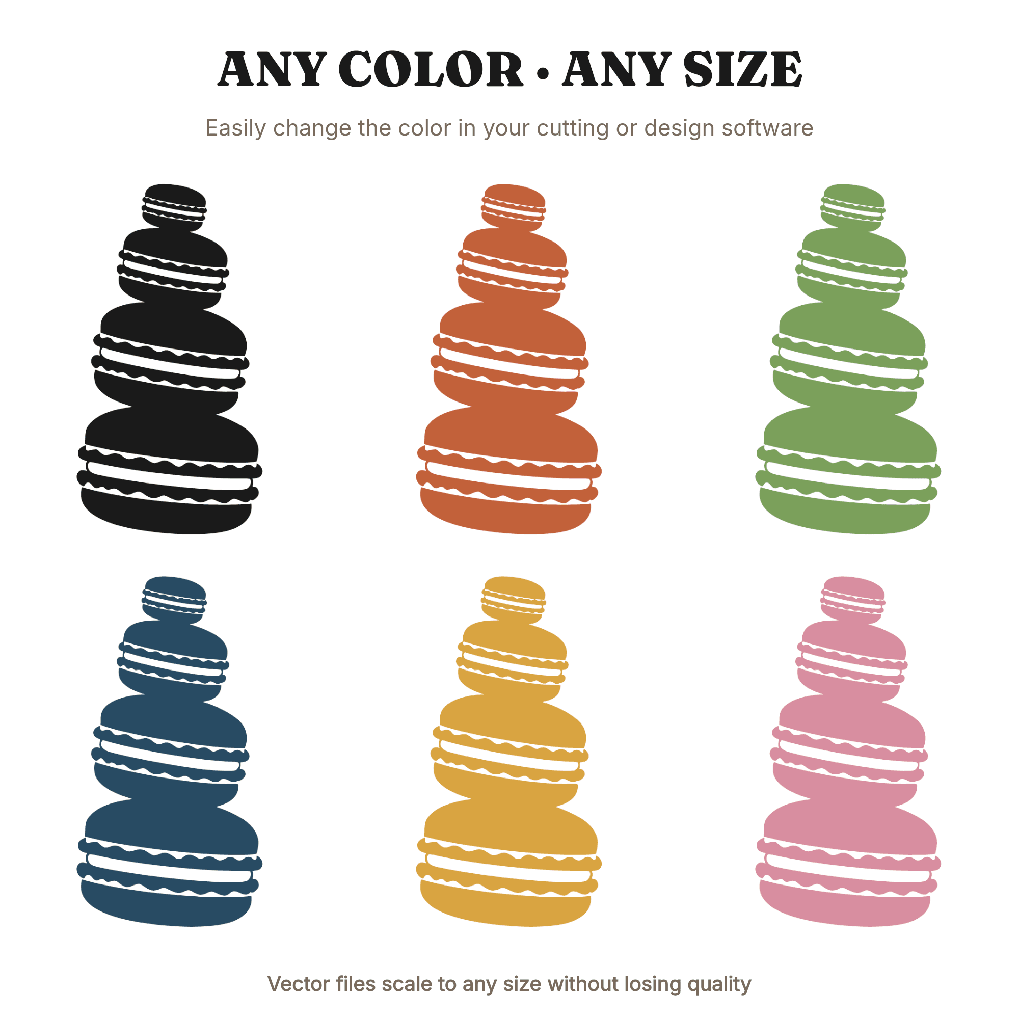 Retro Macaron Tower SVG PNG Labor Day Party Dessert Silhouette Cut File 70s Waves Celebration — view 2
