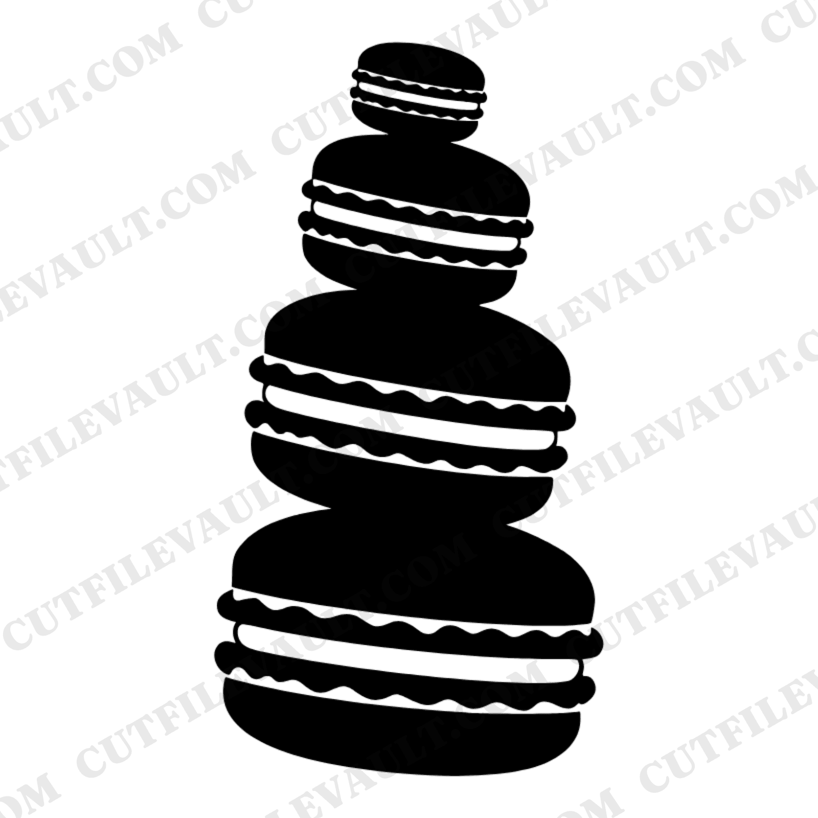 Retro Macaron Tower SVG PNG Labor Day Party Dessert Silhouette Cut File 70s Waves Celebration — view 1