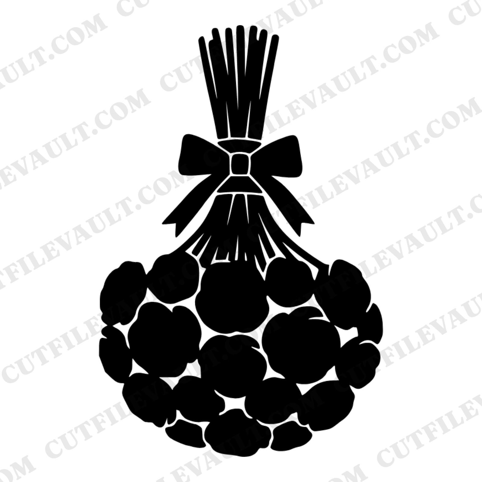 Upside Down Bridal Bouquet SVG PNG, Drying Flowers Line Art, Scandinavian Wedding Clipart Cut File — view 1