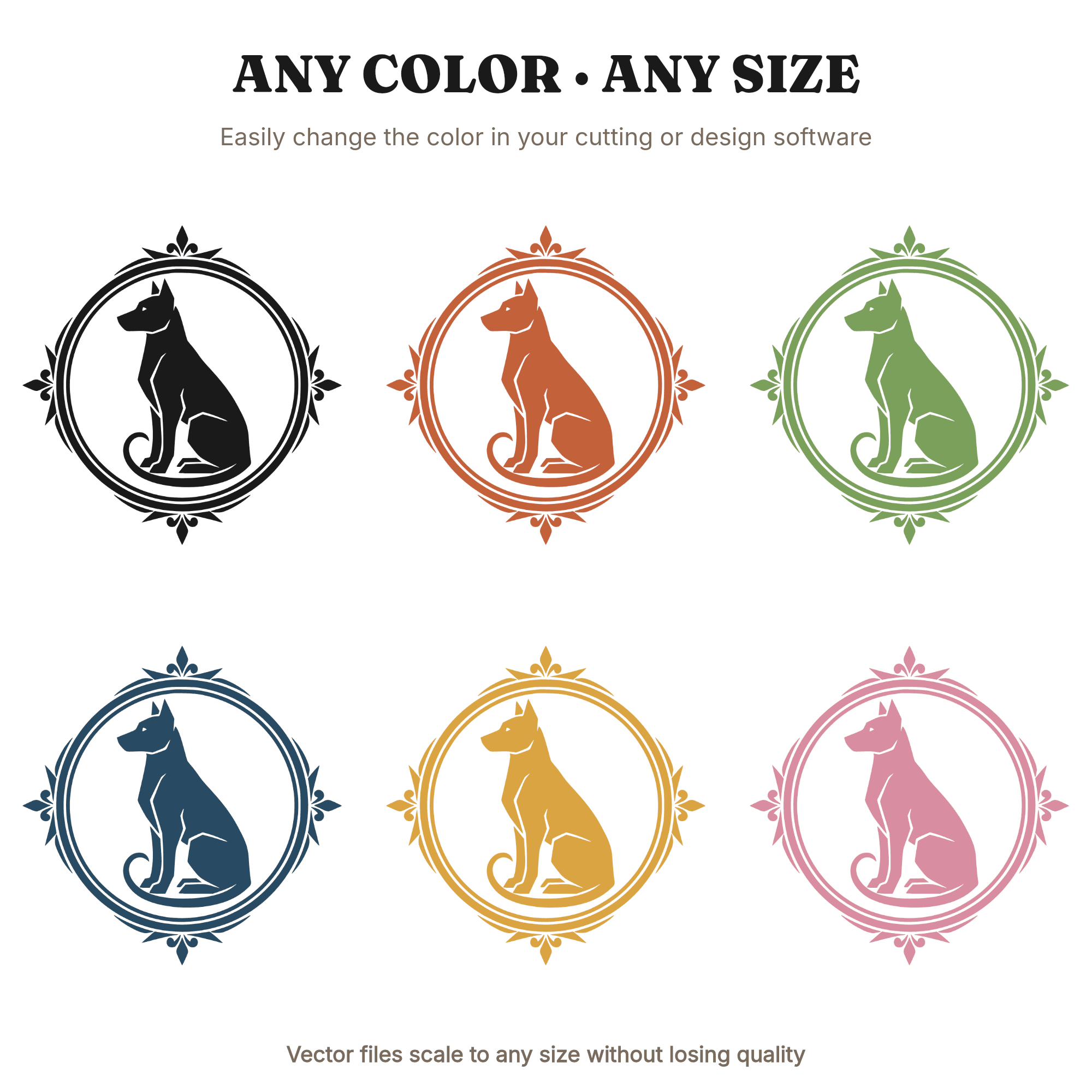 Art Deco Loyal Dog Wax Seal SVG PNG, Vintage Dog Silhouette Cut File, National Dog Day Emblem — view 2