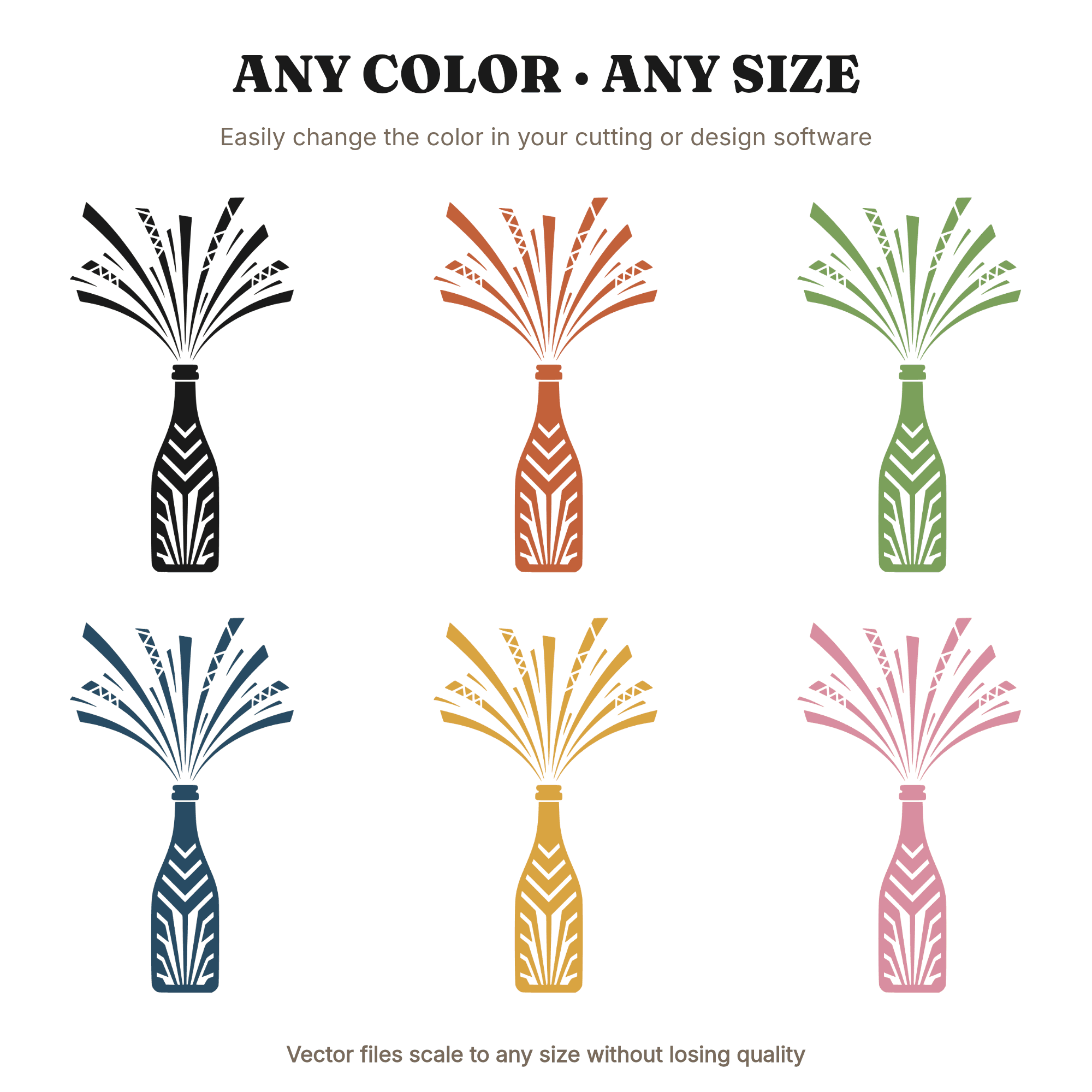 Art Deco Champagne Pop SVG PNG, Celebration Bottle Cut File, Wedding Party Bridal Shower Design — view 2