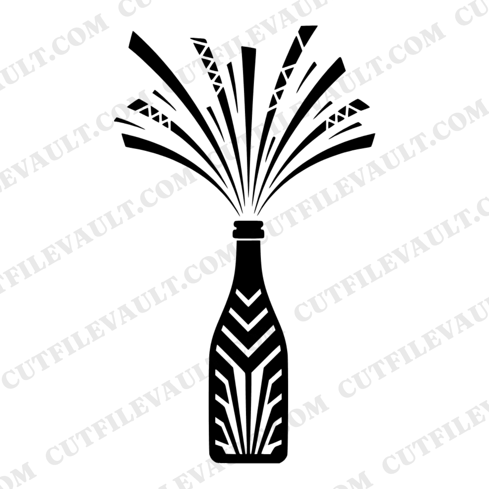 Art Deco Champagne Pop SVG PNG, Celebration Bottle Cut File, Wedding Party Bridal Shower Design — view 1