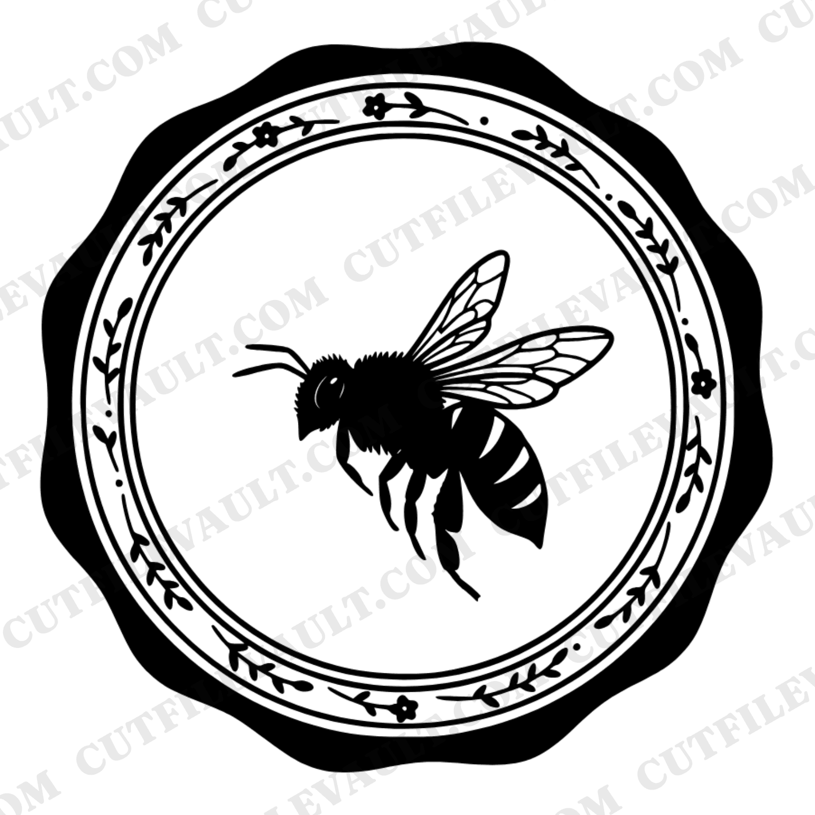 Honeybee SVG PNG Wax Seal Badge Nursery Art, Cottagecore Bee Cut File, Honey Month Clipart