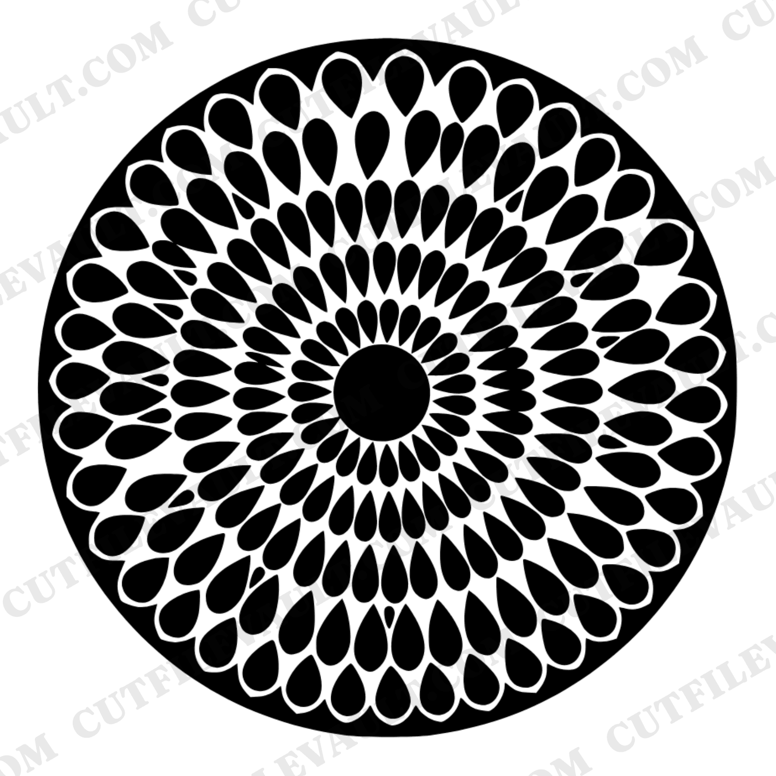 Fibonacci Sunflower Seed Head SVG PNG, Mid-Century Botanical Cut File, Geometric Spiral Pattern — view 1