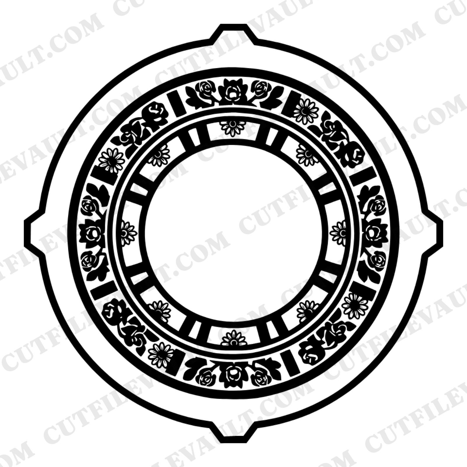 Art Deco Charger Plate SVG PNG, Cottagecore Floral Medallion, Thanksgiving Table Setting Cut File — view 1