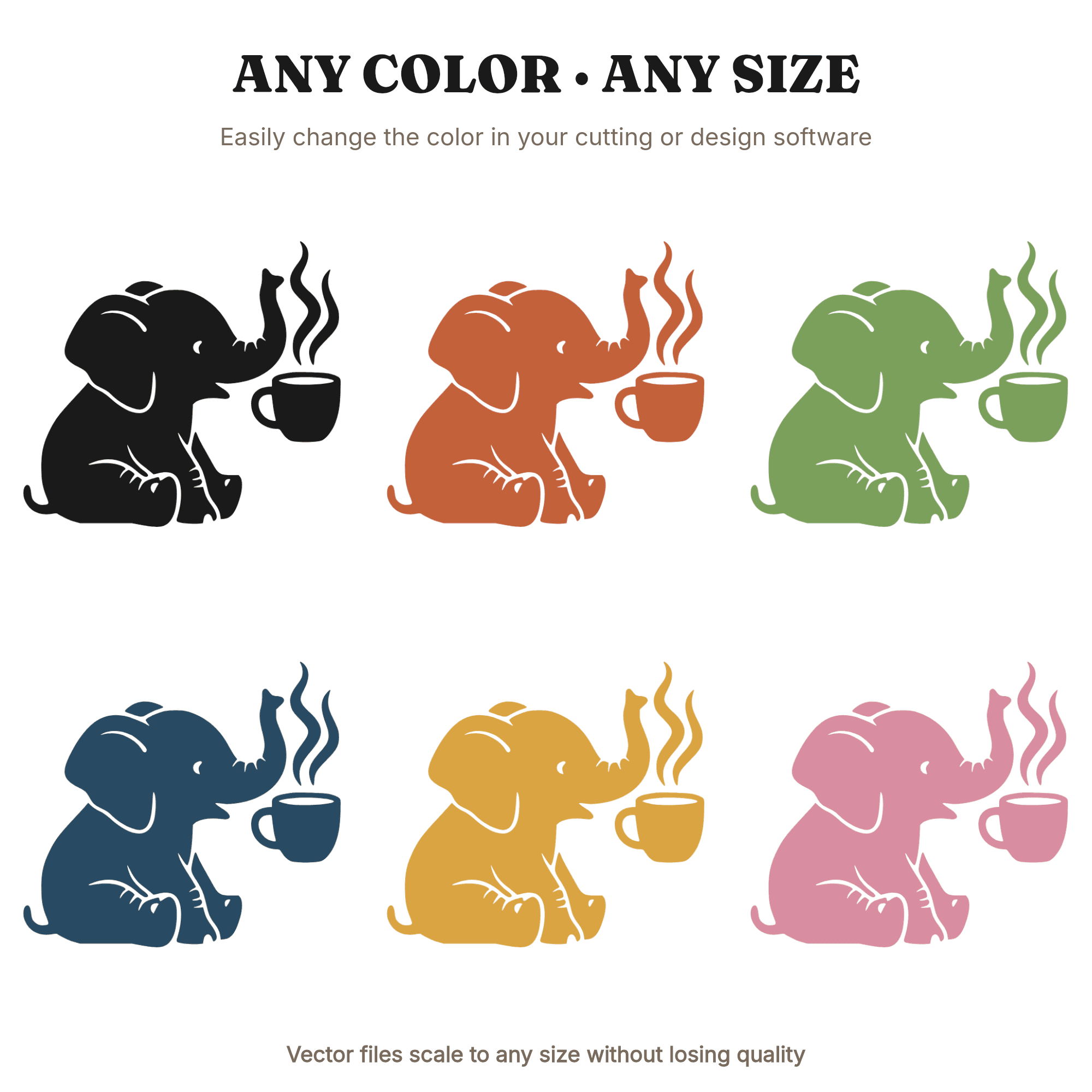 Baby Elephant Coffee Mug SVG PNG Fall Nursery Mid Century Minimal Cut File Autumn Decor Cricut — view 2
