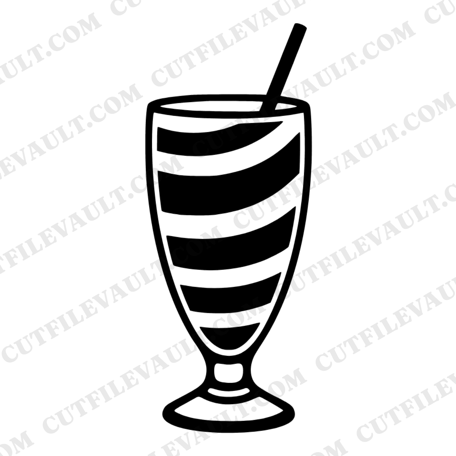 Retro Chocolate Milkshake SVG PNG, Striped Glass Cut File, National Milkshake Day Clipart