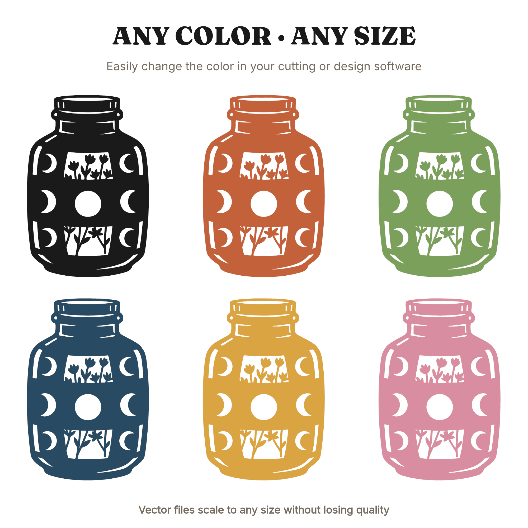 Autumn Equinox Apothecary Jar SVG PNG, Moon Phases Witch Decor, Kitchen Witch Herb Jar Cut File — view 2