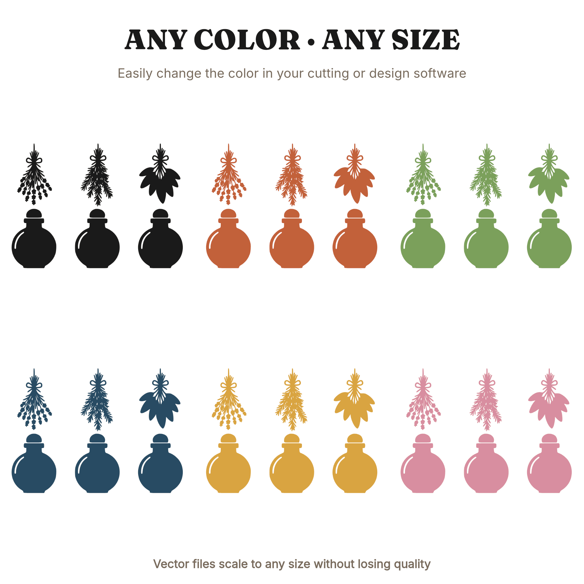 Lughnasadh Herb Drying SVG PNG, Kitchen Witch Apothecary Jars, Cottagecore Harvest Craft Cut File — view 2