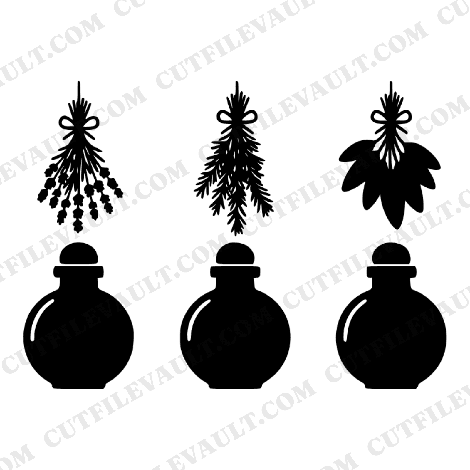 Lughnasadh Herb Drying SVG PNG, Kitchen Witch Apothecary Jars, Cottagecore Harvest Craft Cut File — view 1