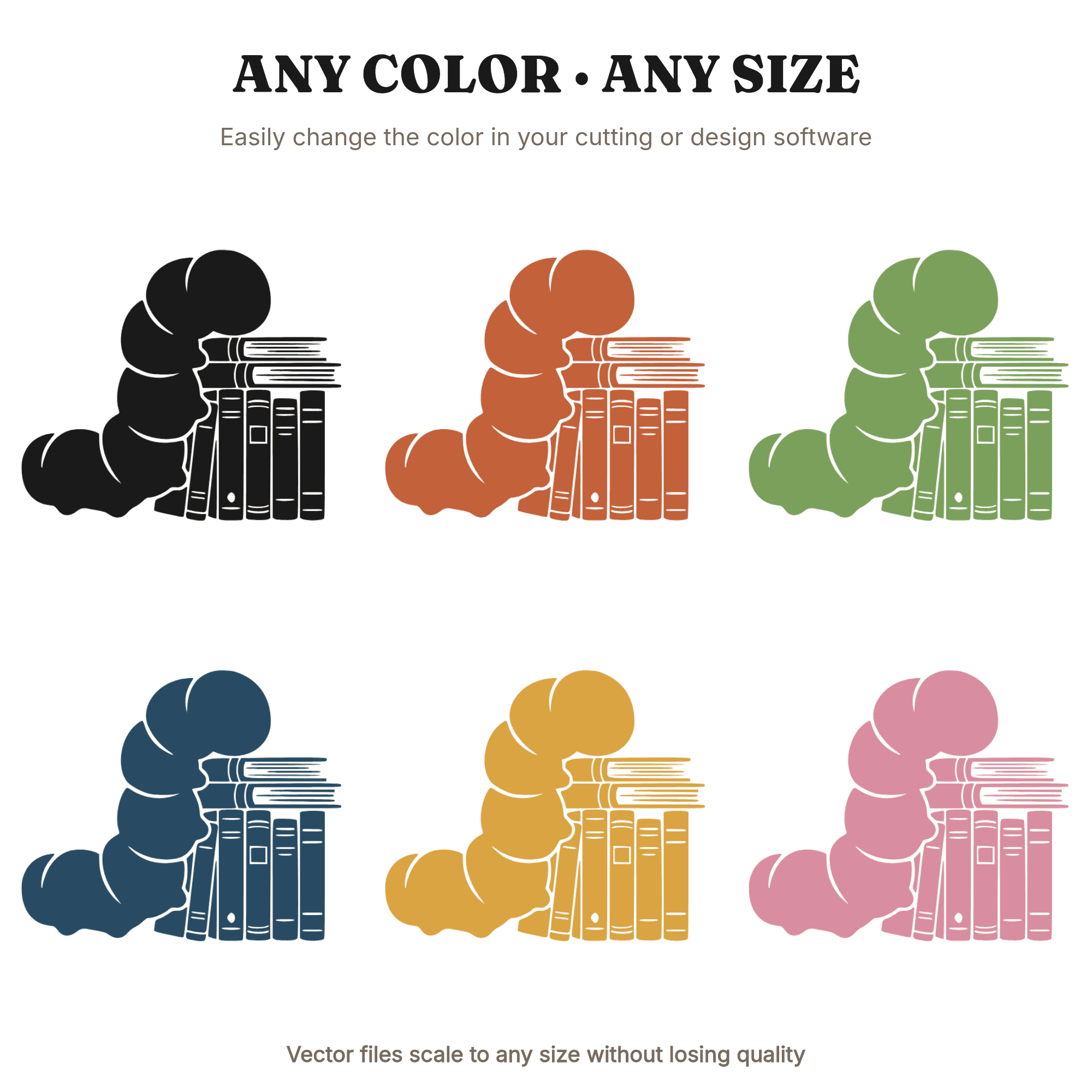 Bookworm Caterpillar SVG PNG, Vintage Back to School Cut File, Teacher Appreciation Clipart — view 2