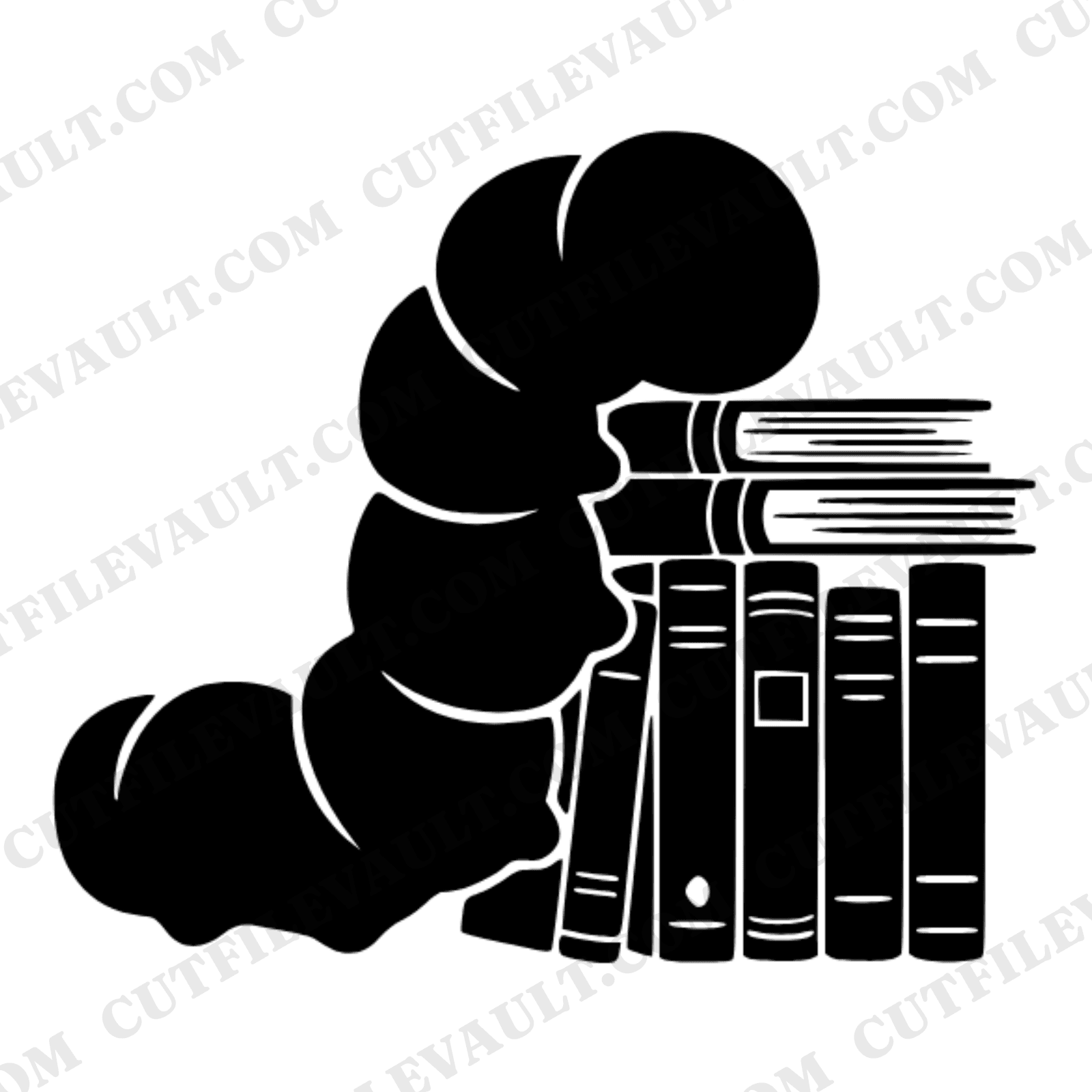 Bookworm Caterpillar SVG PNG, Vintage Back to School Cut File, Teacher Appreciation Clipart — view 1