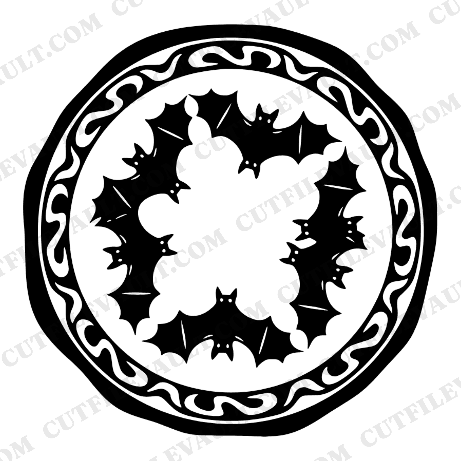 International Bat Night SVG PNG Retro 70s Wax Seal Medallion Cut File for Cricut Silhouette — view 1
